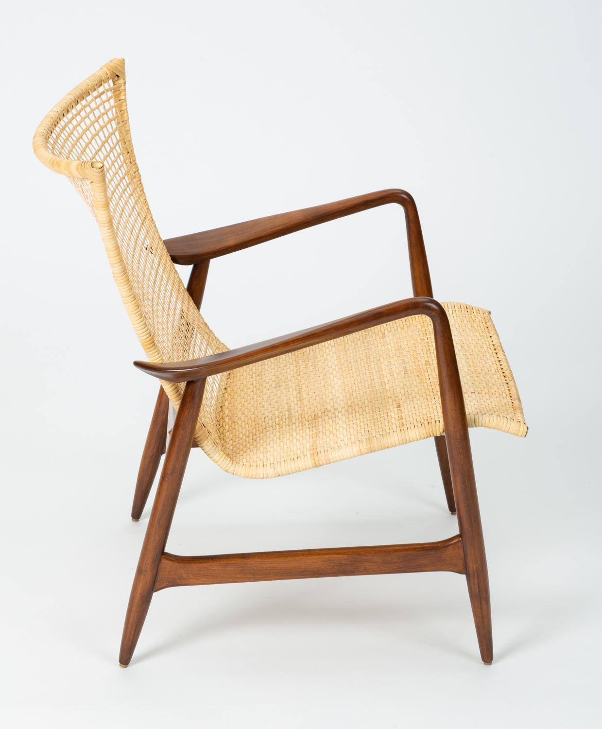 Steel Lounge Chair with Cane Seat by Ib Kofod-Larsen for Selig