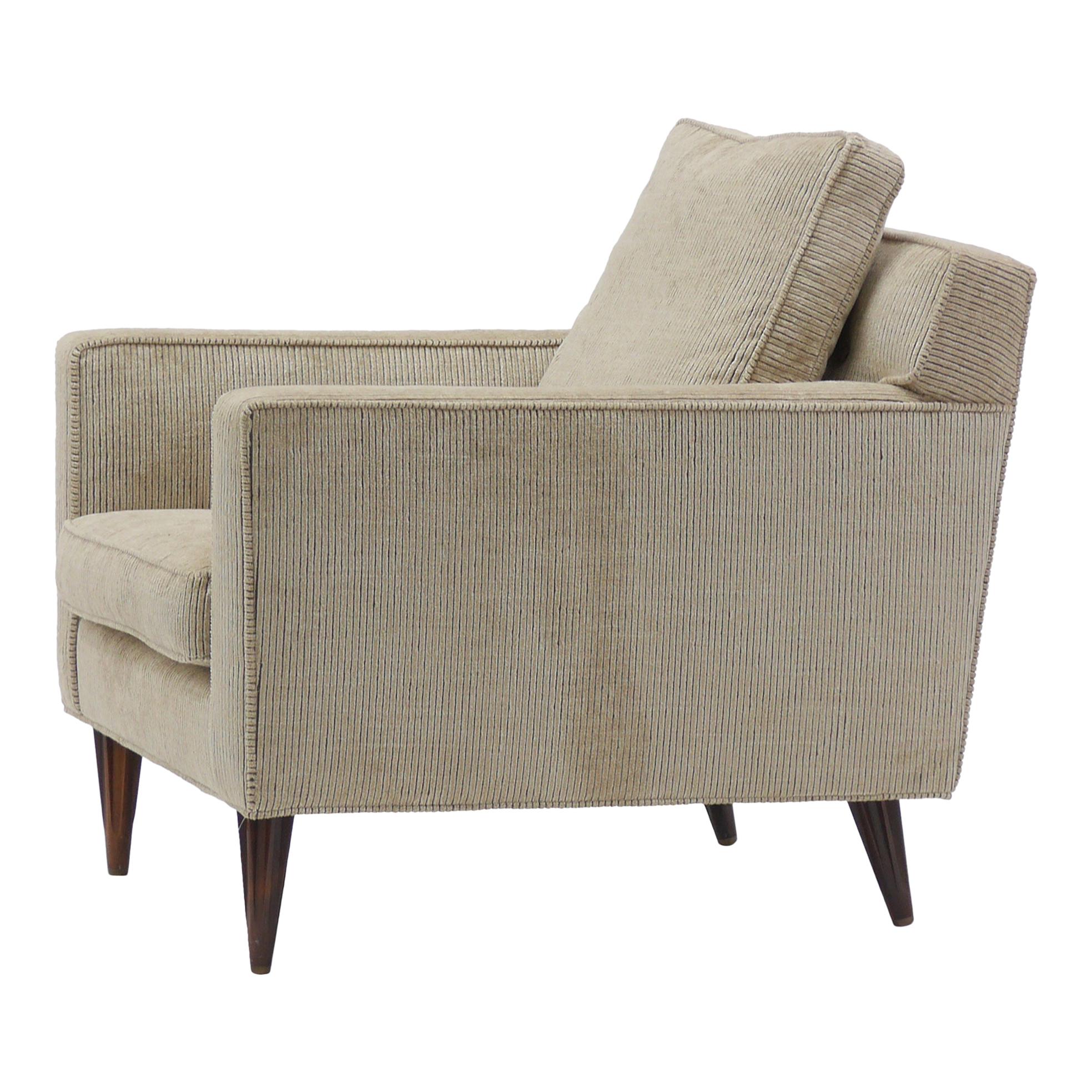 Lounge Chair with Fluted Rosewood Legs by Edward Wormley for Dunbar For Sale