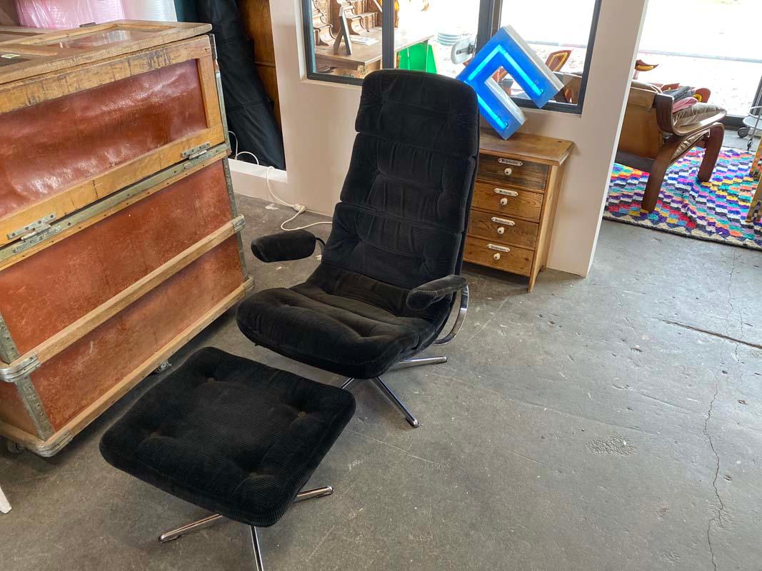 European Lounge Chair with Foot Stool, Swivel, 1960s