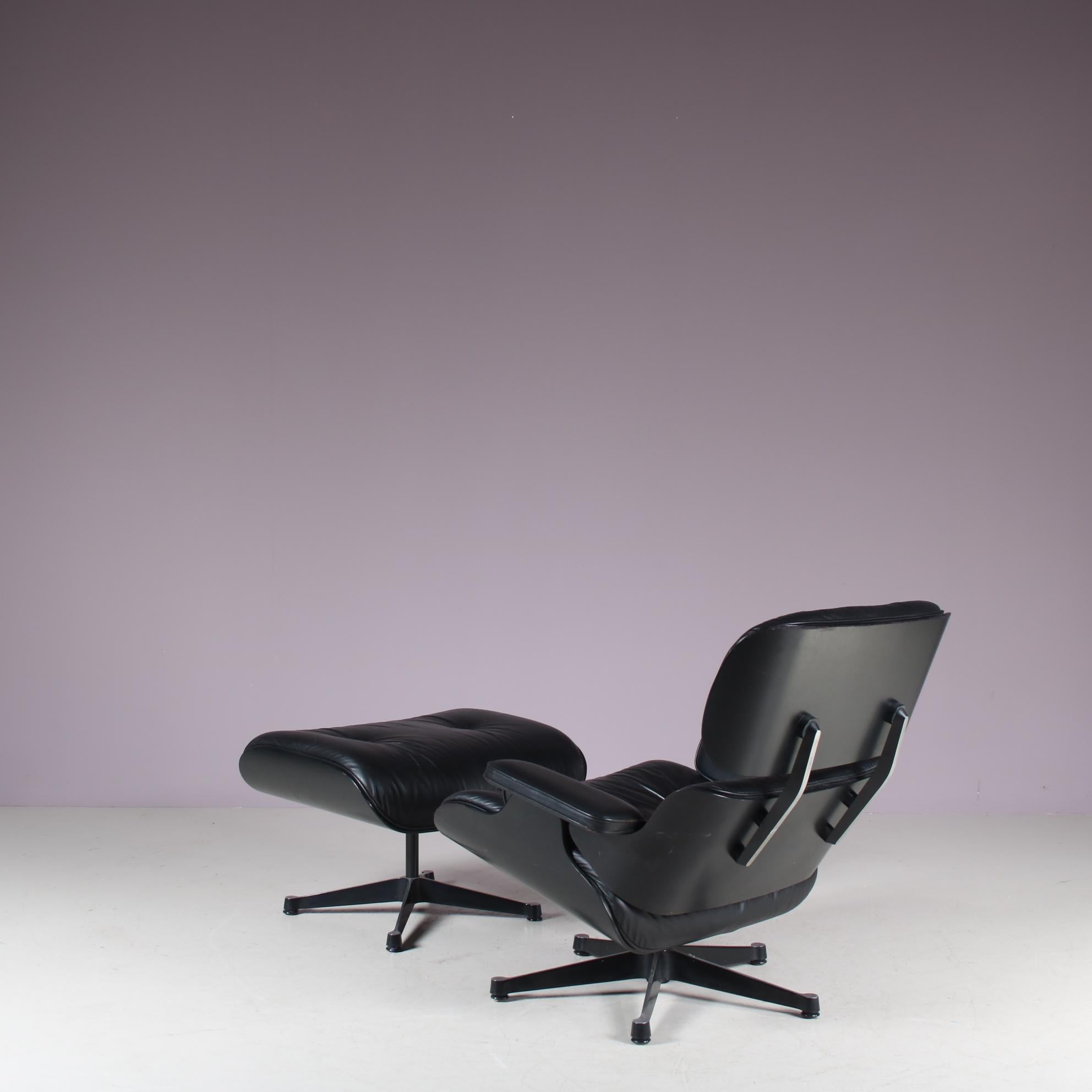 Metal Lounge Chair with Ottoman by Charles & Ray Eames for Vitra, Germany 1980