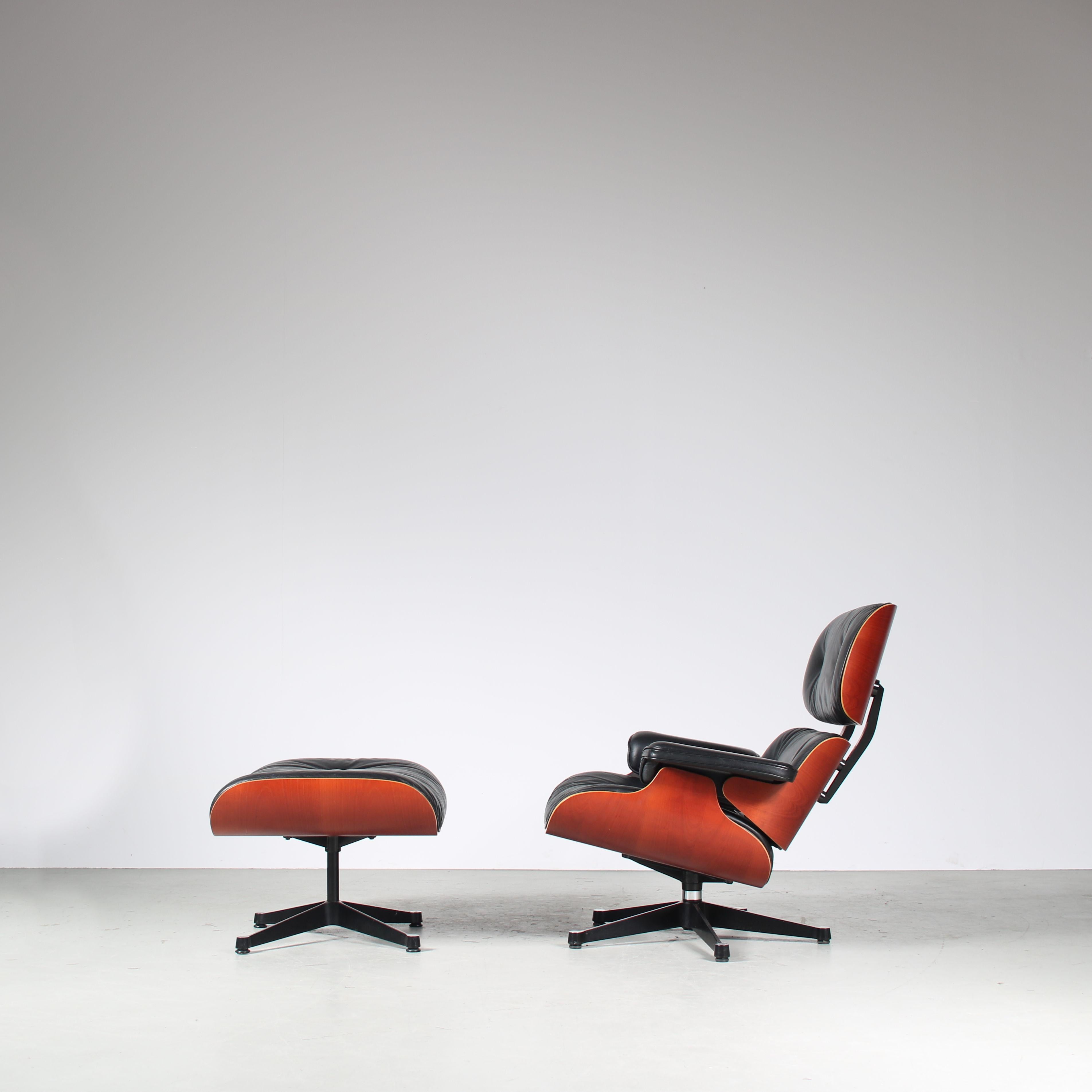 Leather Lounge Chair with Ottoman by Charles & Ray Eames for Vitra, Germany 2004