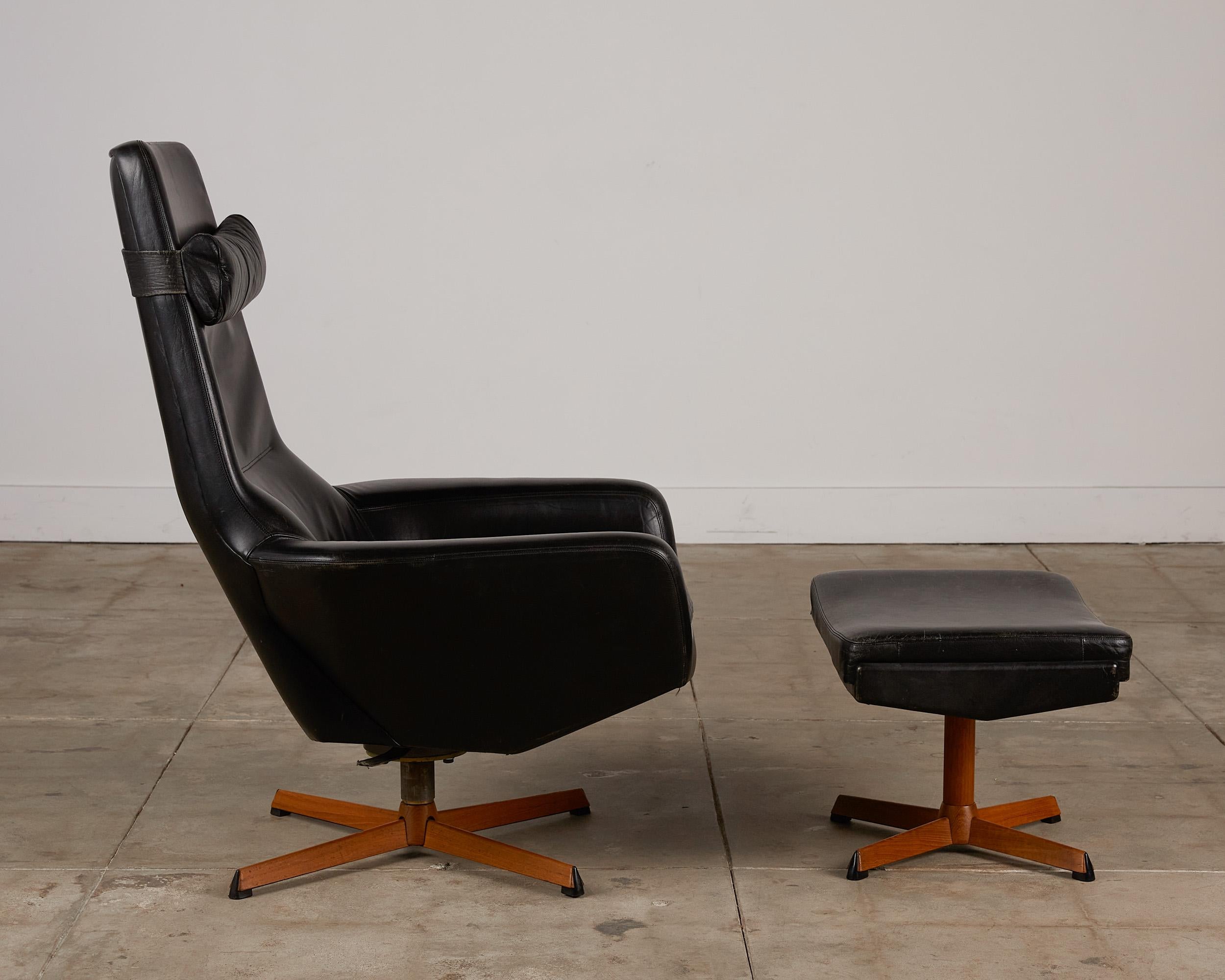 Leather Lounge Chair with Ottoman by Ib Madsen for Madsen & Schübell For Sale