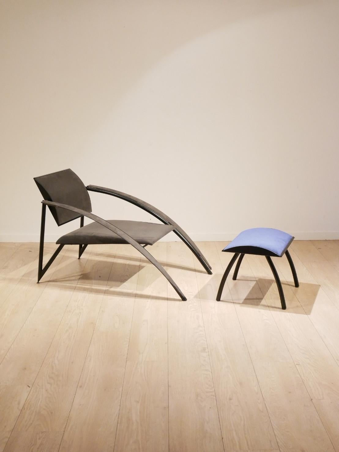 Lounge Chair with Ottoman by Jean Louis Godivier for UP8, France, 1980s (Moderne) im Angebot