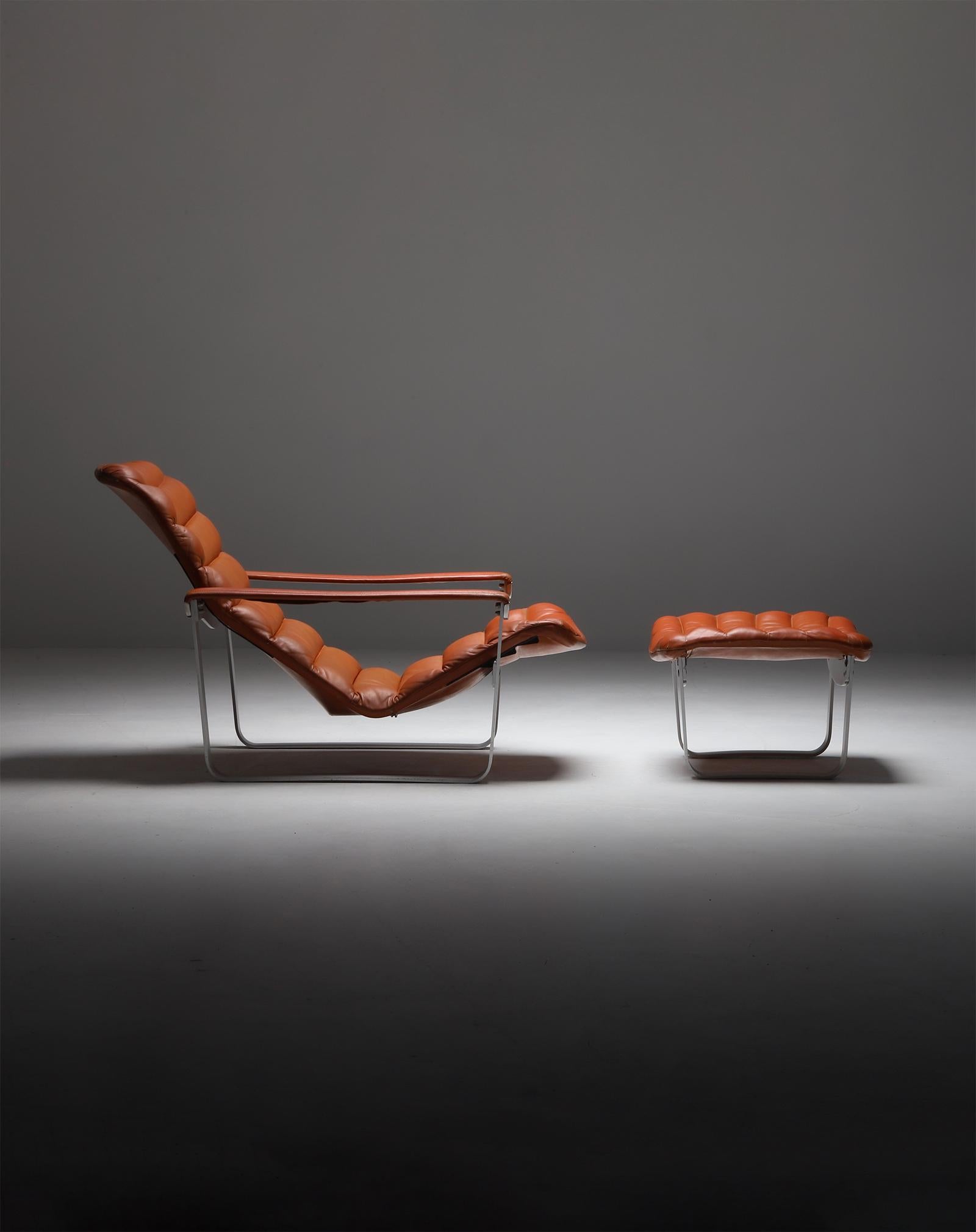 Lounge Chair with Ottoman Designed by Ilmari Lappalainen for Asko 1960s 5