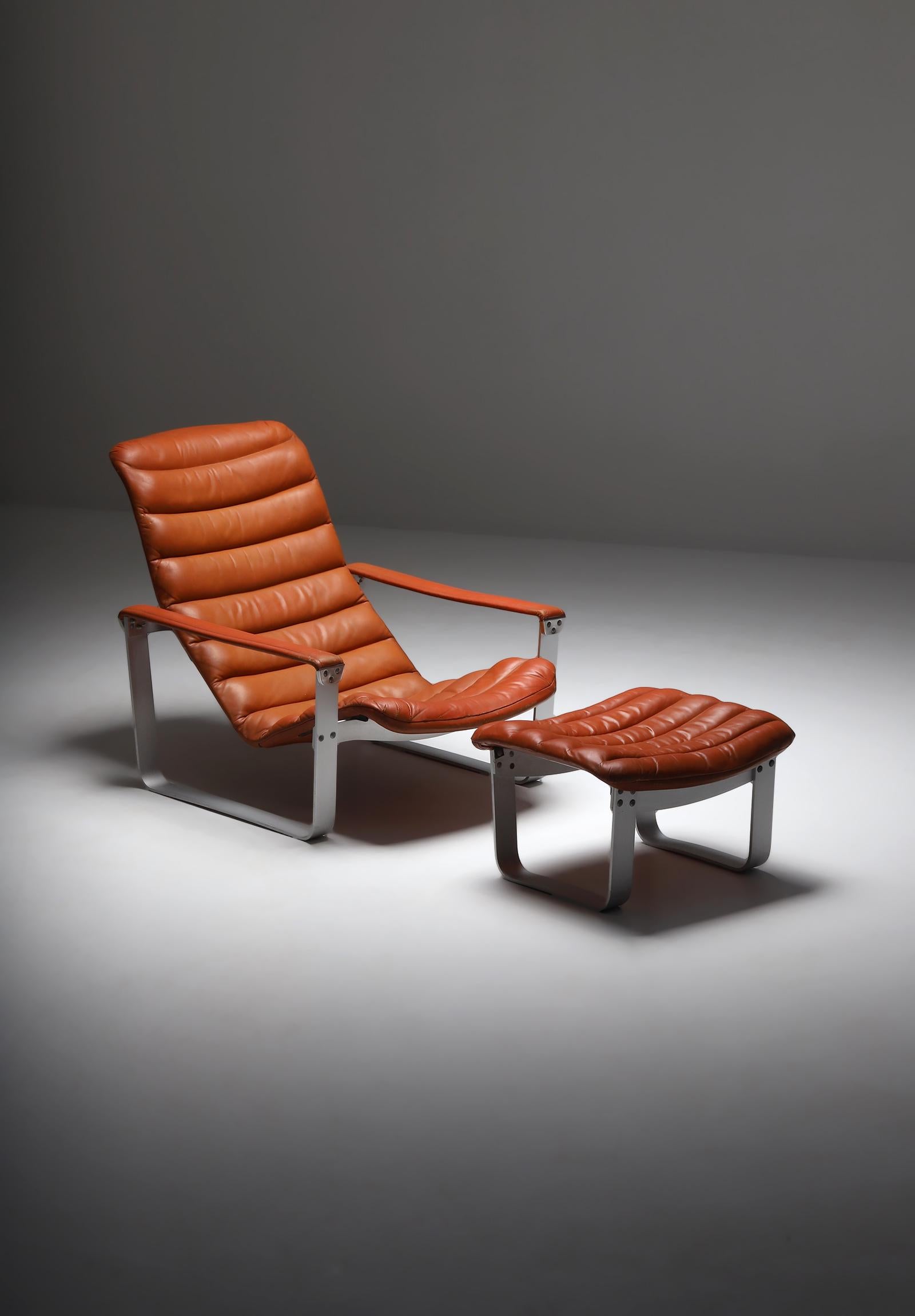 European Lounge Chair with Ottoman Designed by Ilmari Lappalainen for Asko 1960s