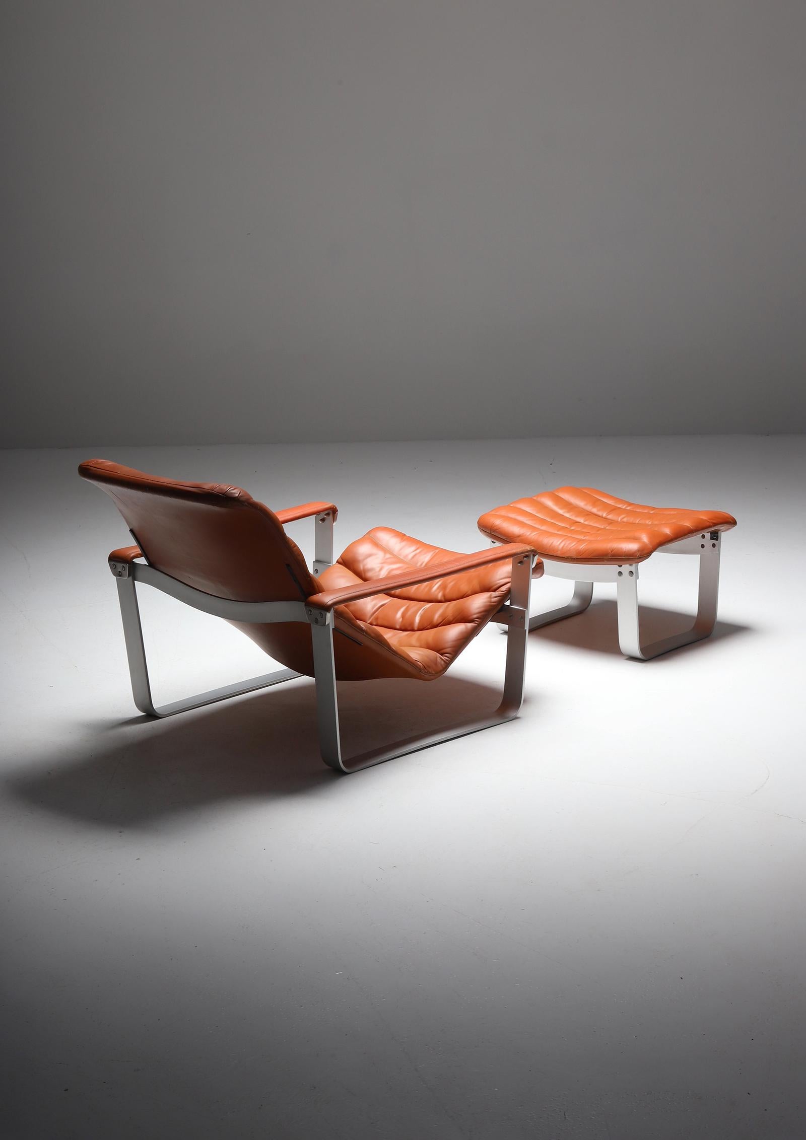 Lounge Chair with Ottoman Designed by Ilmari Lappalainen for Asko 1960s 2