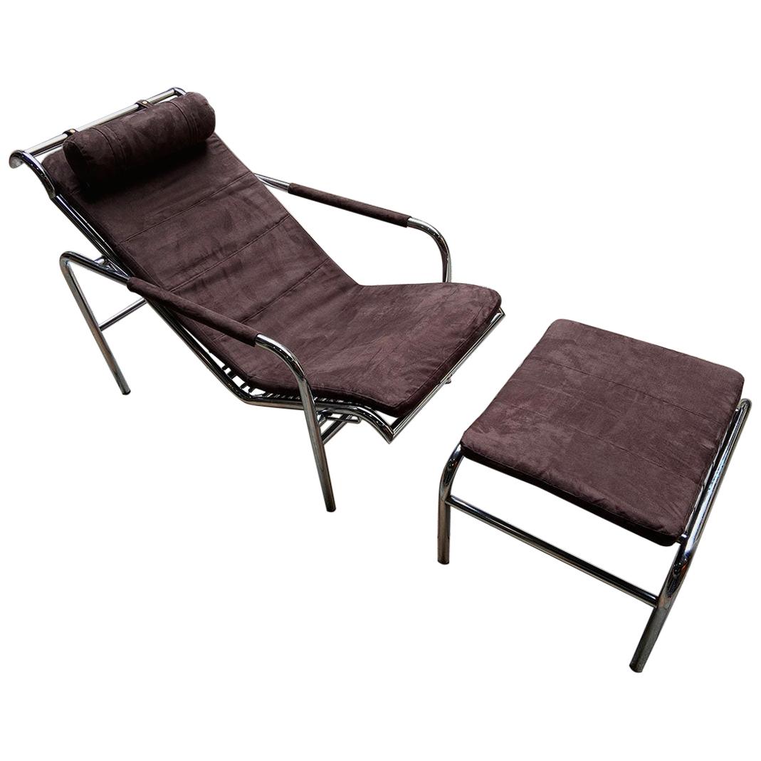 Lounge Chair with Ottoman «Genni» by Gabriele Mucchi, circa 1975 For Sale