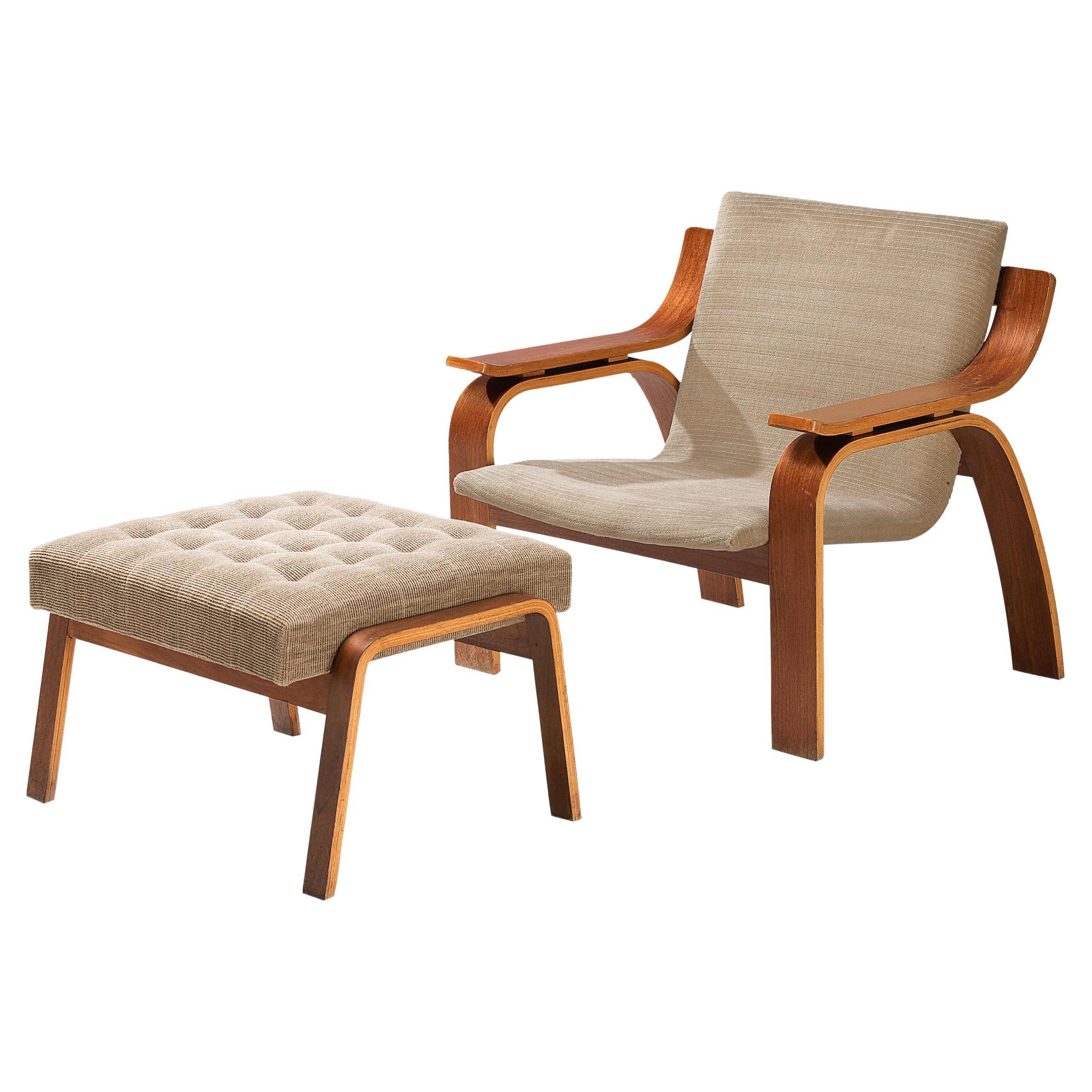 Lounge Chair with Ottoman in Bentwood 