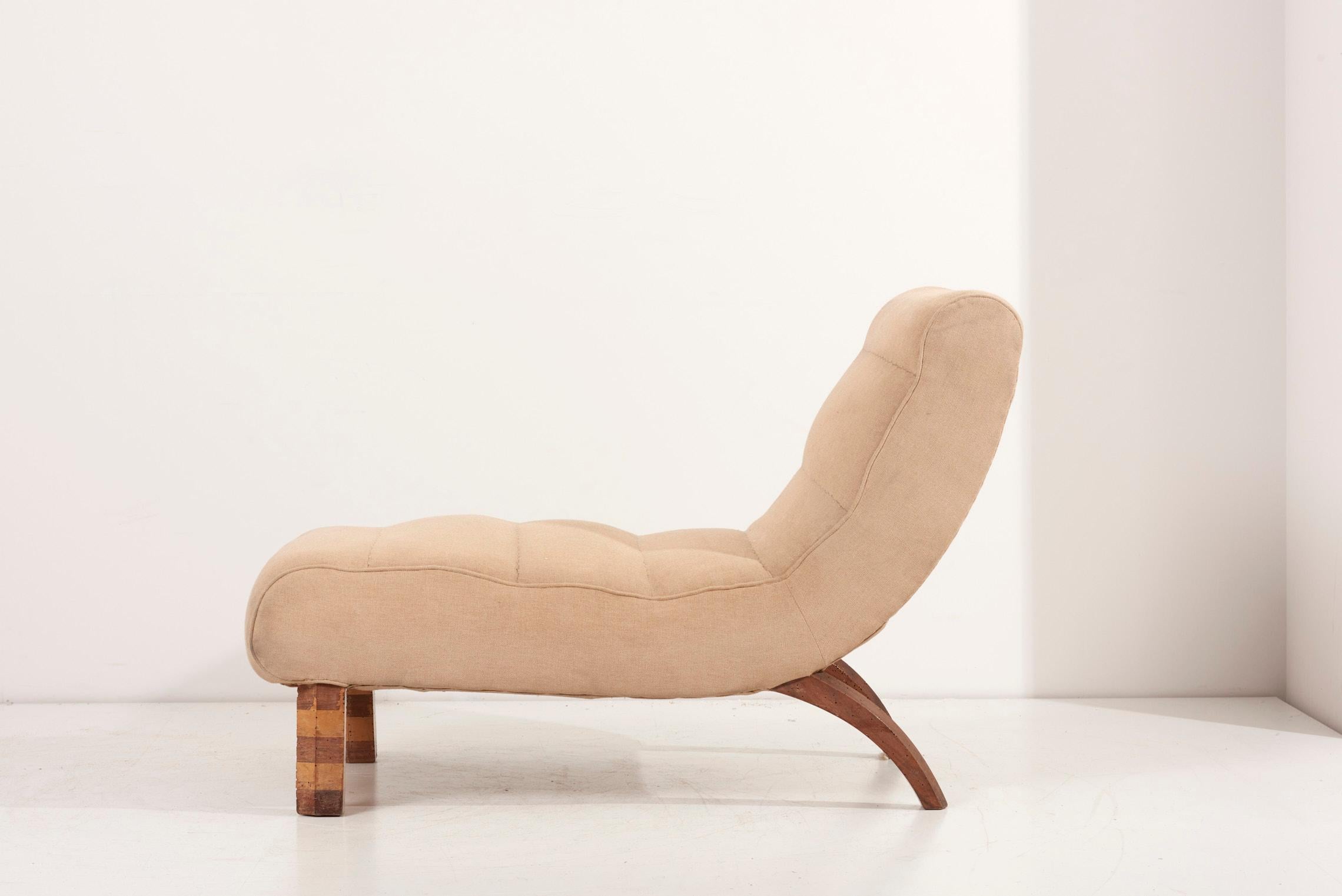 Beige Rationalism Lounge Chair with Ottoman, Italy, 1920s  1