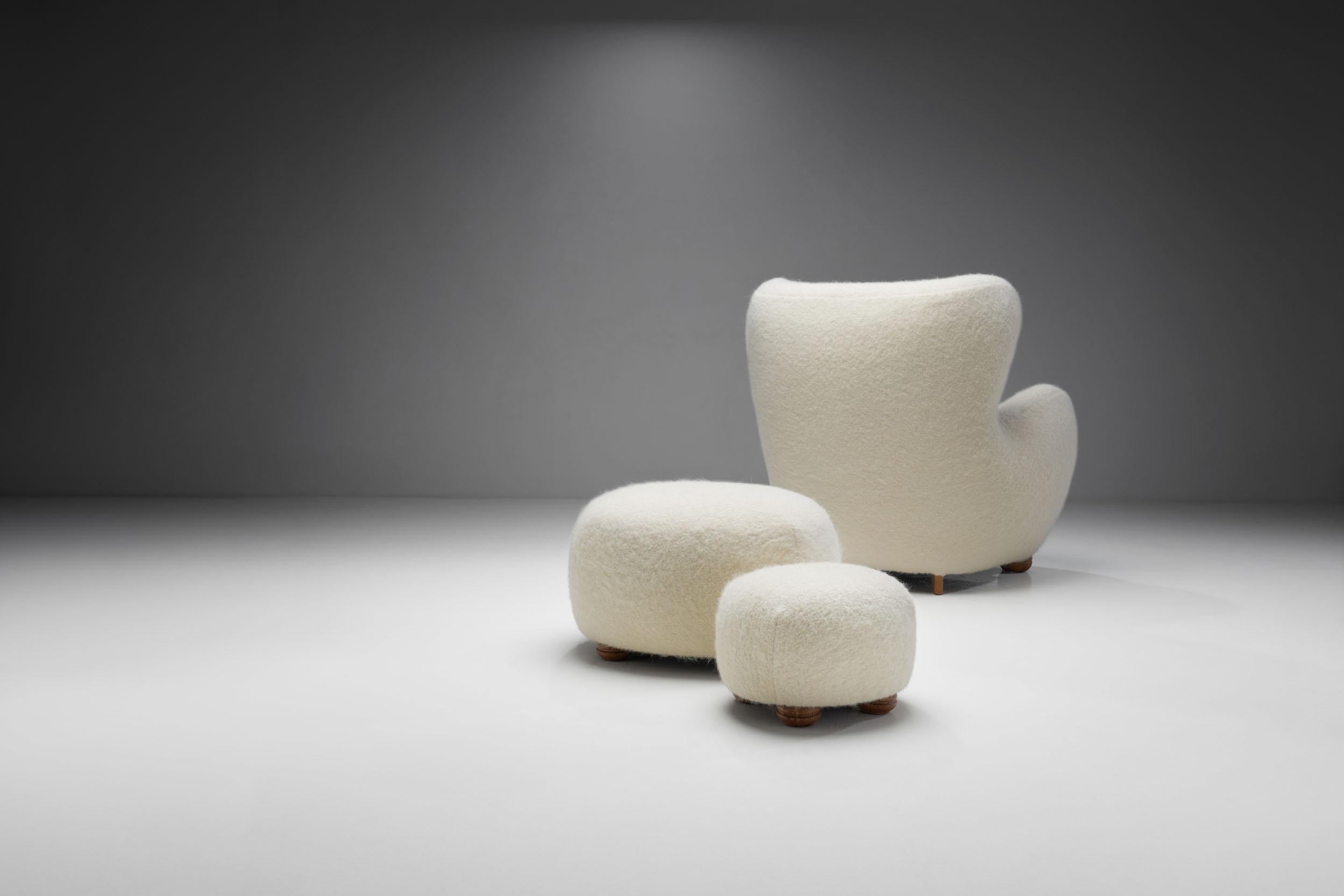 Lounge Chair with Ottomans by Danish Cabinetmaker, Denmark, 1960s 1