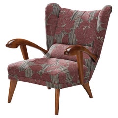 Lounge Chair with Purple Floral Upholstery