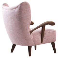 Lounge Chair with Sculptural Frame and Pink Upholstery