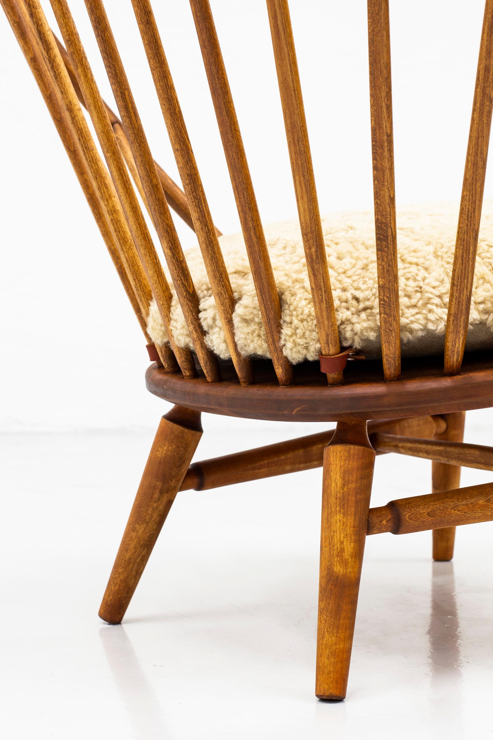 Swedish Lounge Chair with Sheep Skin Seat by Engström & Myrstrand, Sweden, 1950s