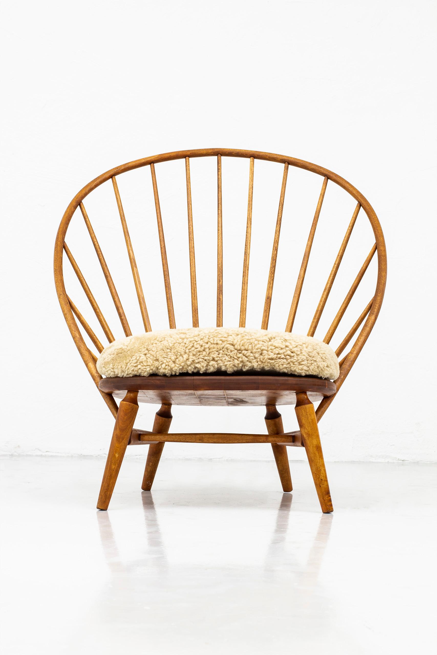 Lounge Chair with Sheep Skin Seat by Engström & Myrstrand, Sweden, 1950s 2