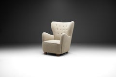 Lounge Chair with Stained Beech Legs by Danish Cabinetmaker, Denmark, 1940s