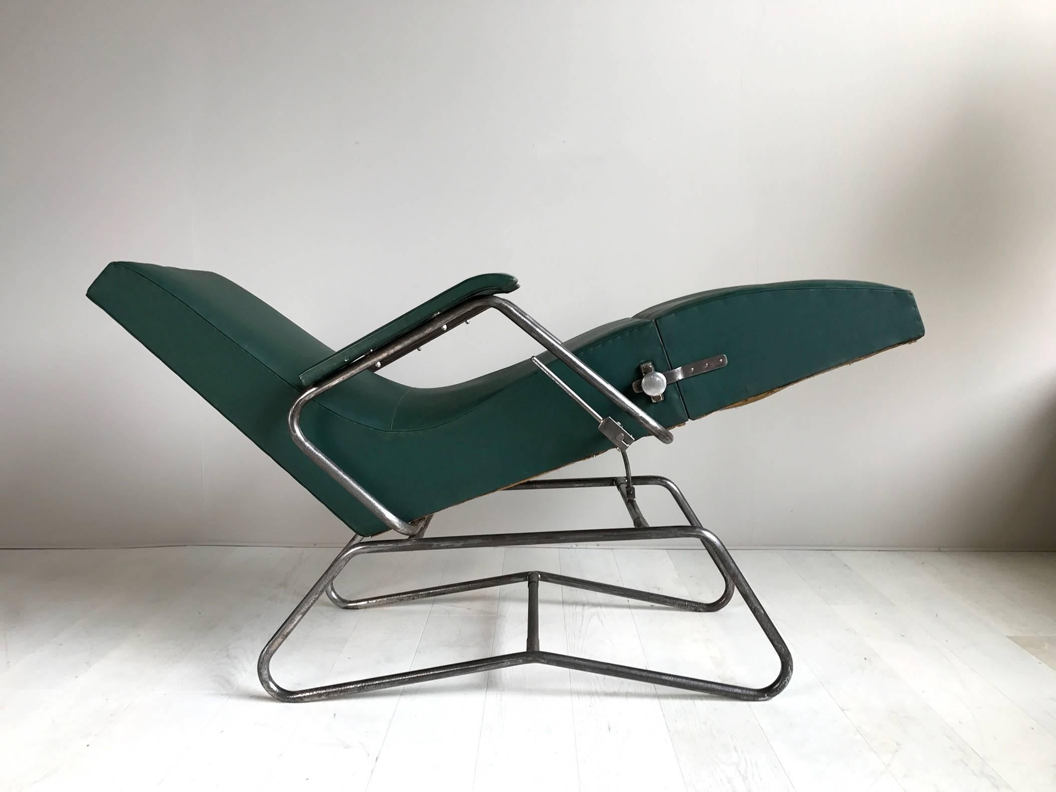 Metal Lounge Chair with System, Dupré-Perrin / Maurice Barret, France, 1930