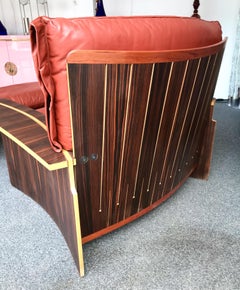 Lounge Chair Wood Leather by Poli and Fiori for Bernini, Italy, 1979