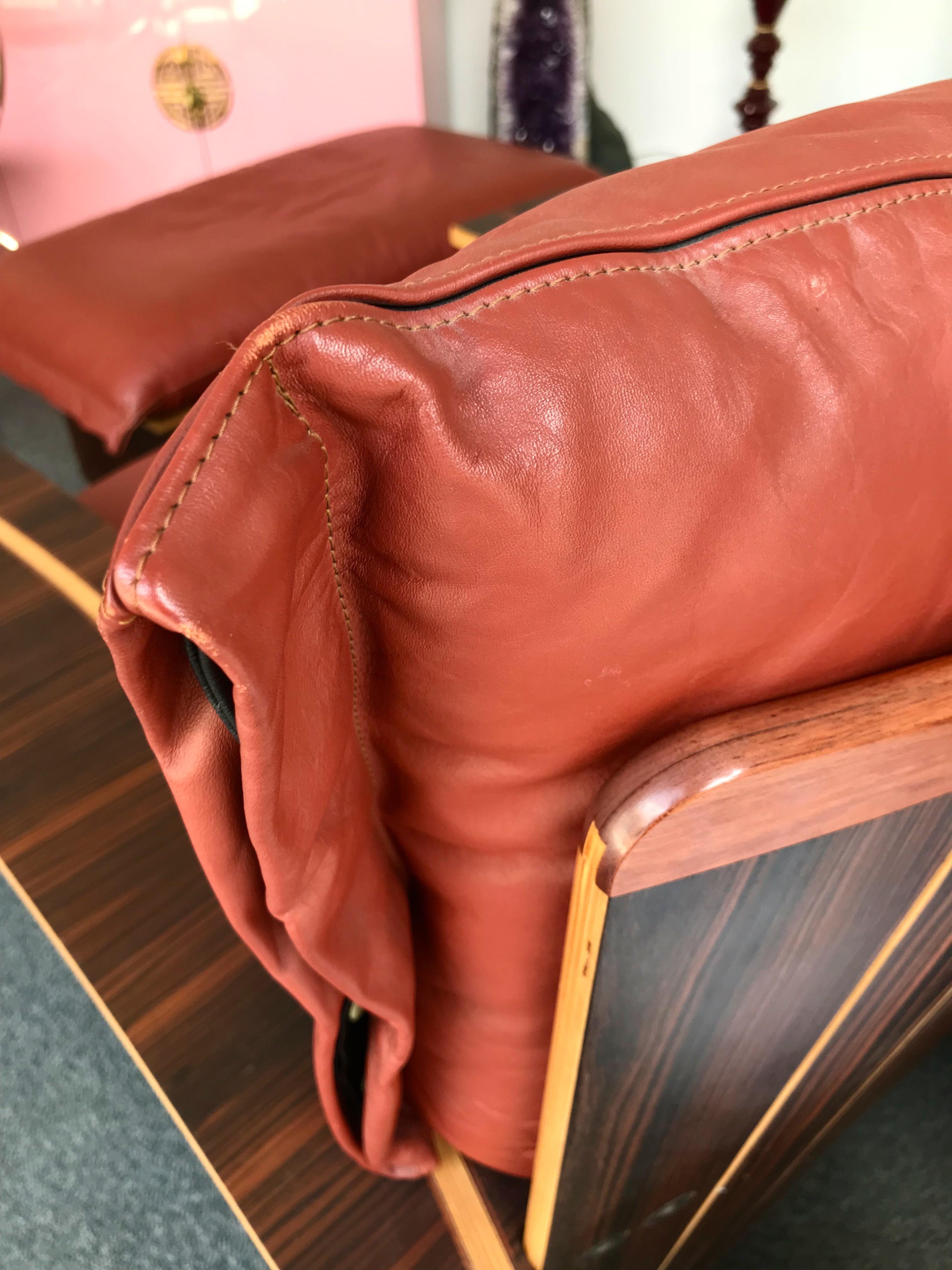 Lounge Chair Wood Leather by Poli and Fiori for Bernini, Italy, 1979 In Good Condition In SAINT-OUEN, FR