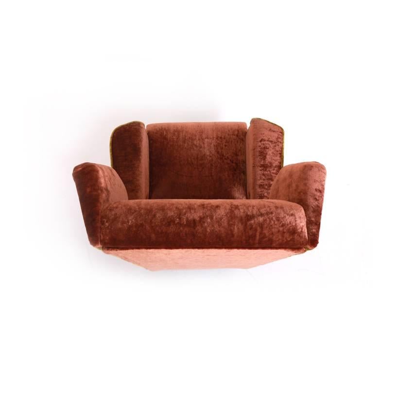Fabric Lounge Chair, Italy, Mid-20th Century For Sale