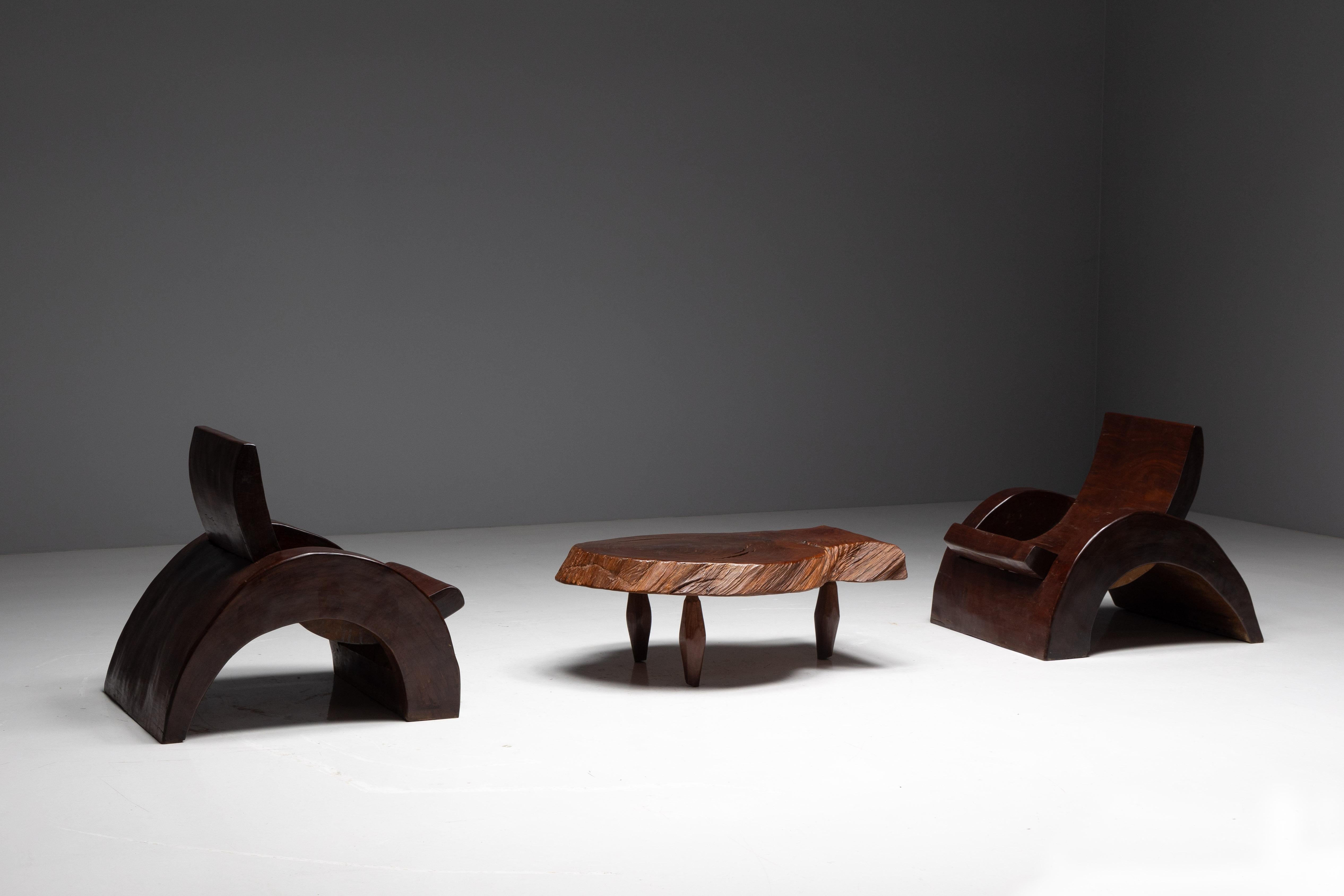Lounge Chairs and Coffee Table by José Zanine Caldas, Brazil, 1970s For Sale 1