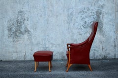 Lounge Chairs and Footstool by Umberto Asnago, 1980