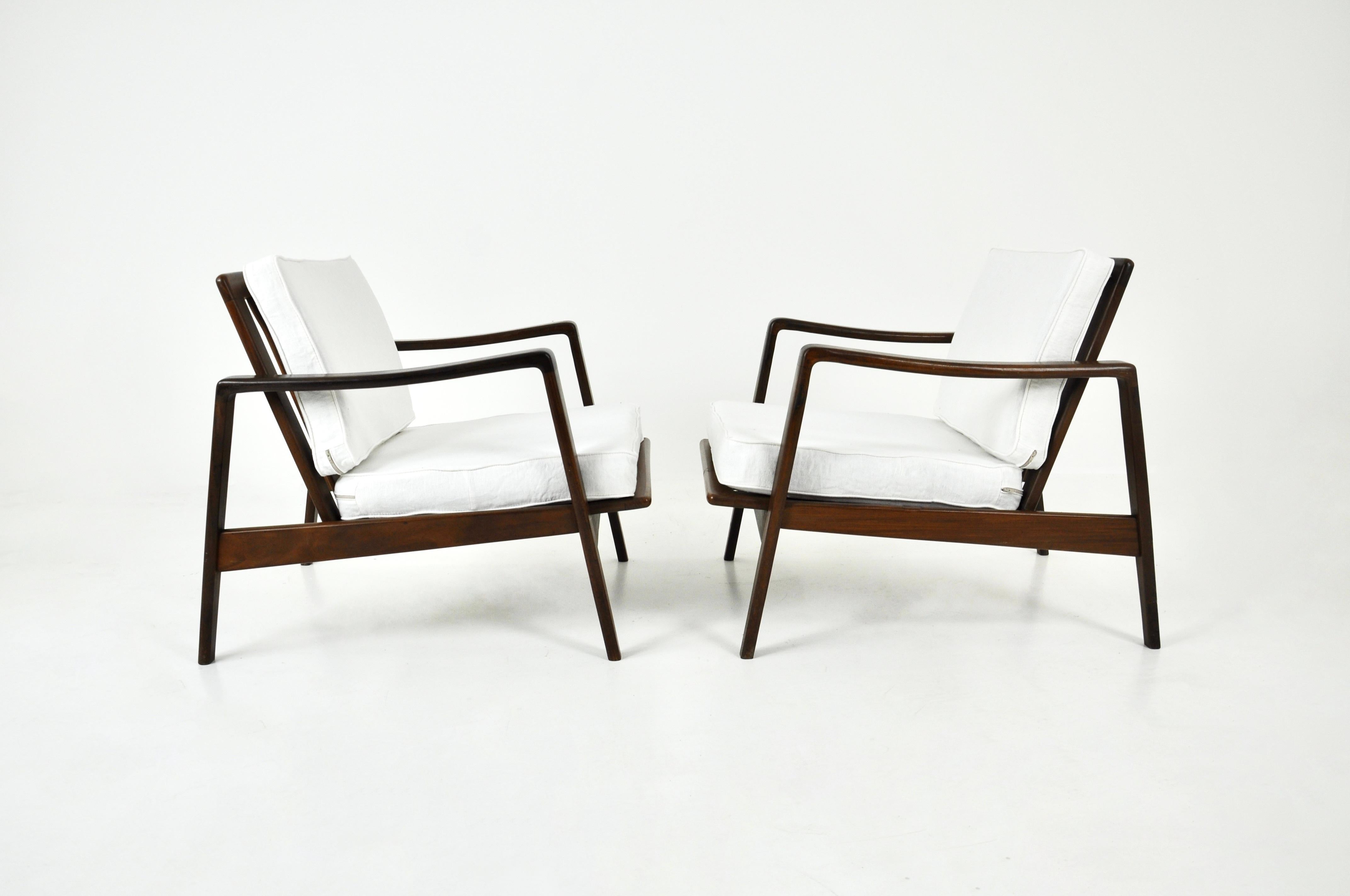 Fabric Lounge Chairs by Arne Wahl Iversen for Komfort, 1950s, set of 2