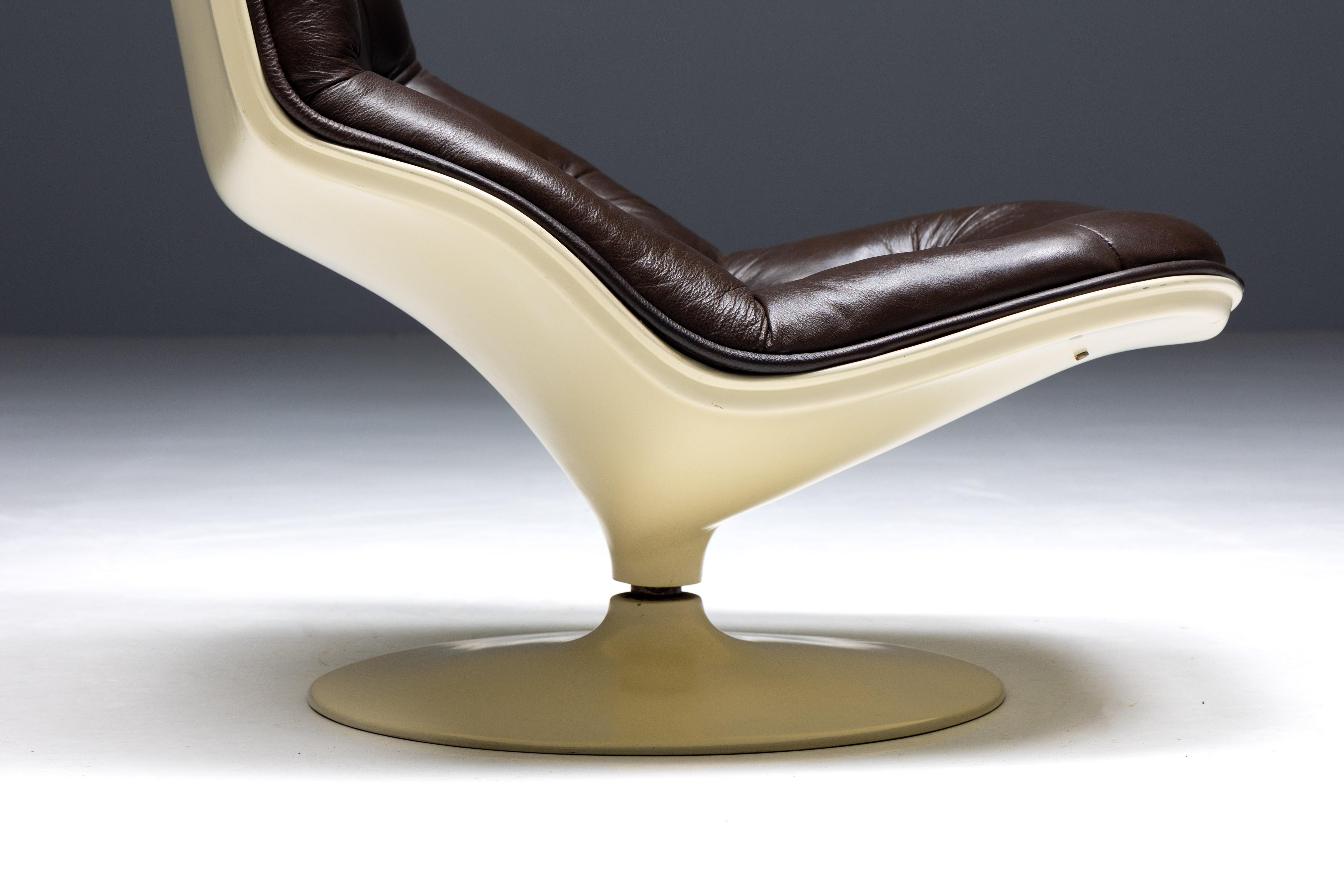 Leather Lounge Chair by Georges van Rijck for Beaufort, Belgium, 1970s For Sale