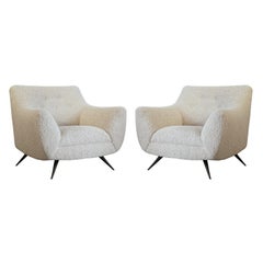 Lounge Chairs by Henry Glass in Oatmeal Bouclé, C. 1950s