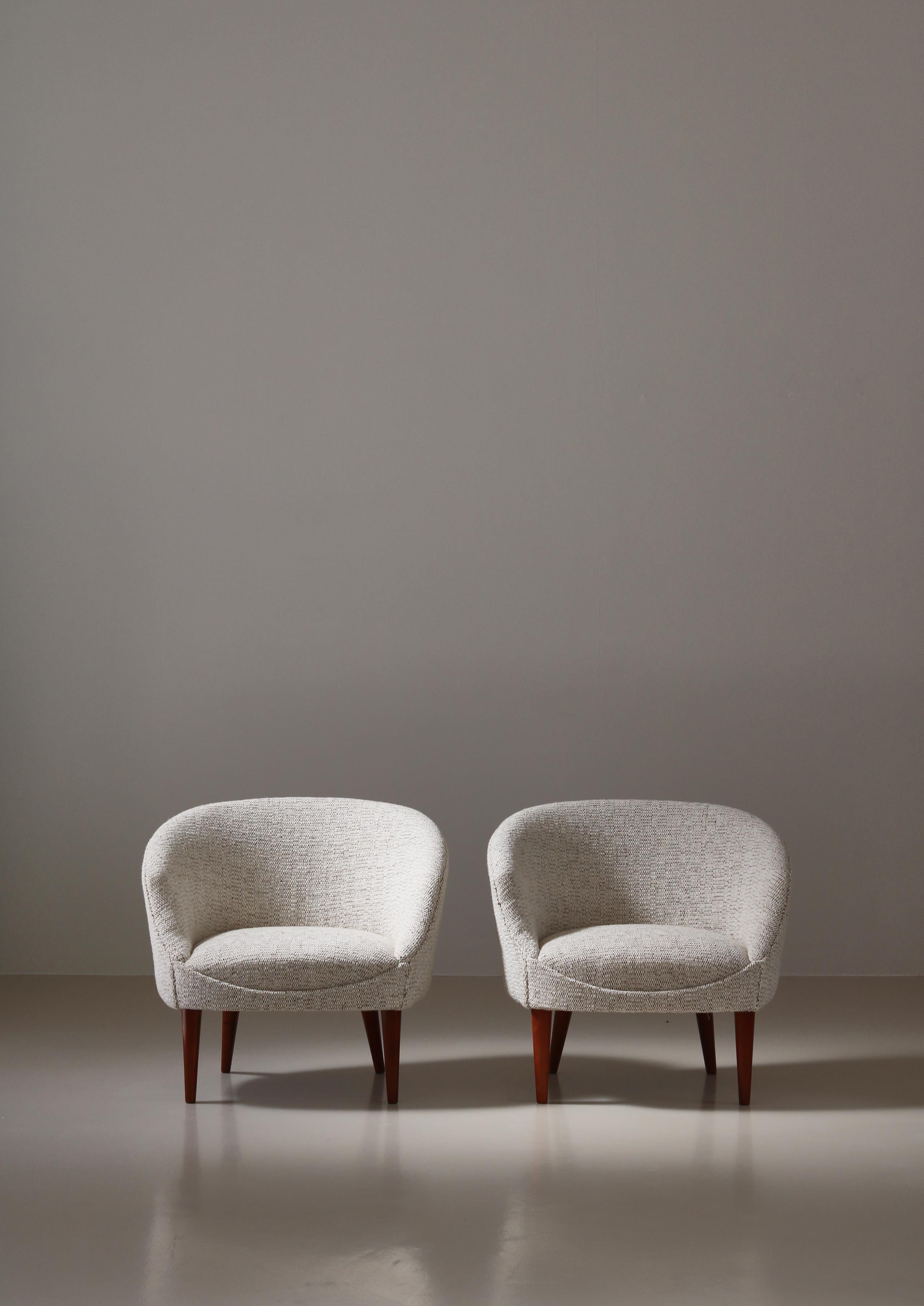 Scandinavian Modern Lounge Chairs by Illums Bolighus Danish Art Weaving, Copenhagen, Denmark, 1950s For Sale