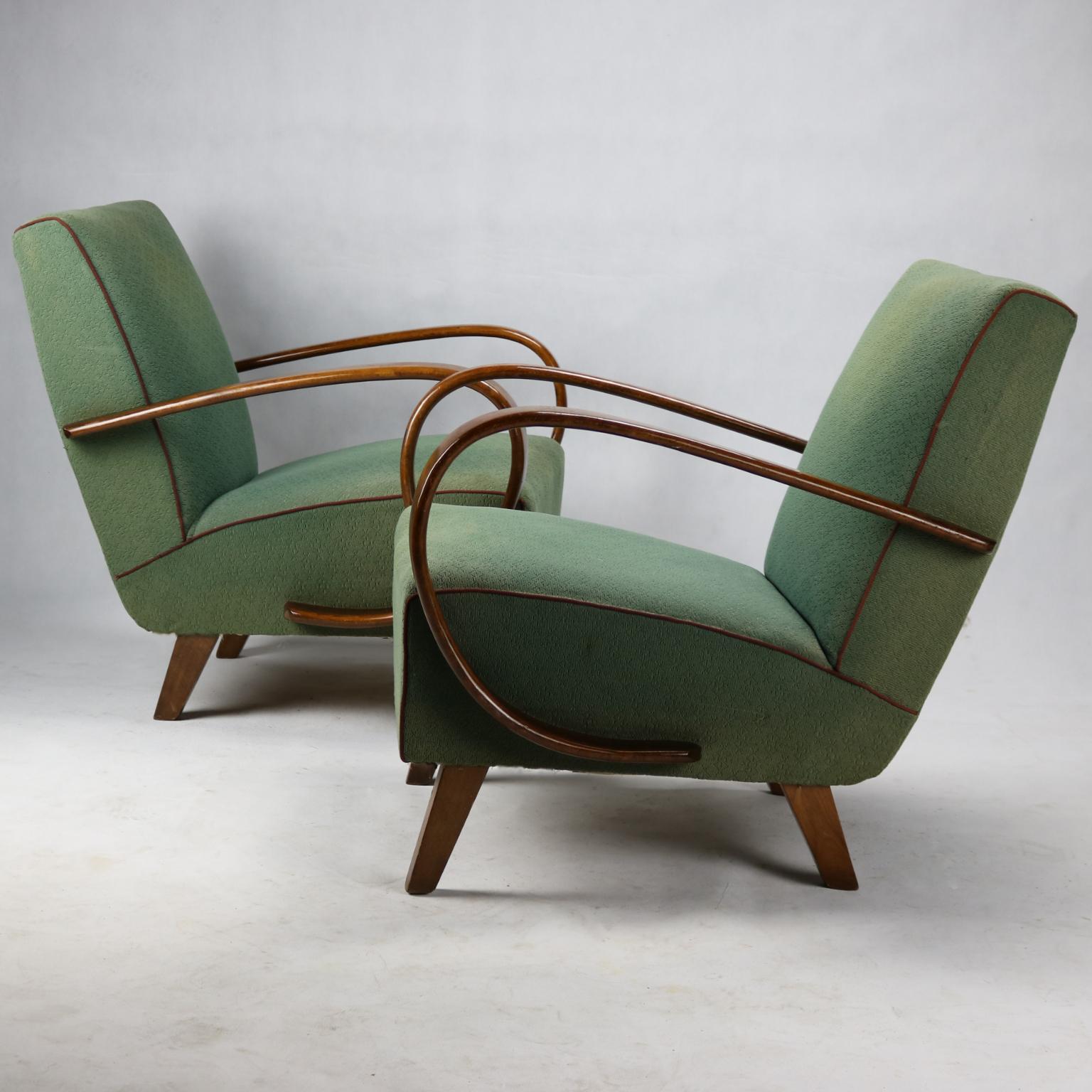 Art Deco Lounge Chairs by Jindrich Halabala for UP Zavody Brno, 1930s
