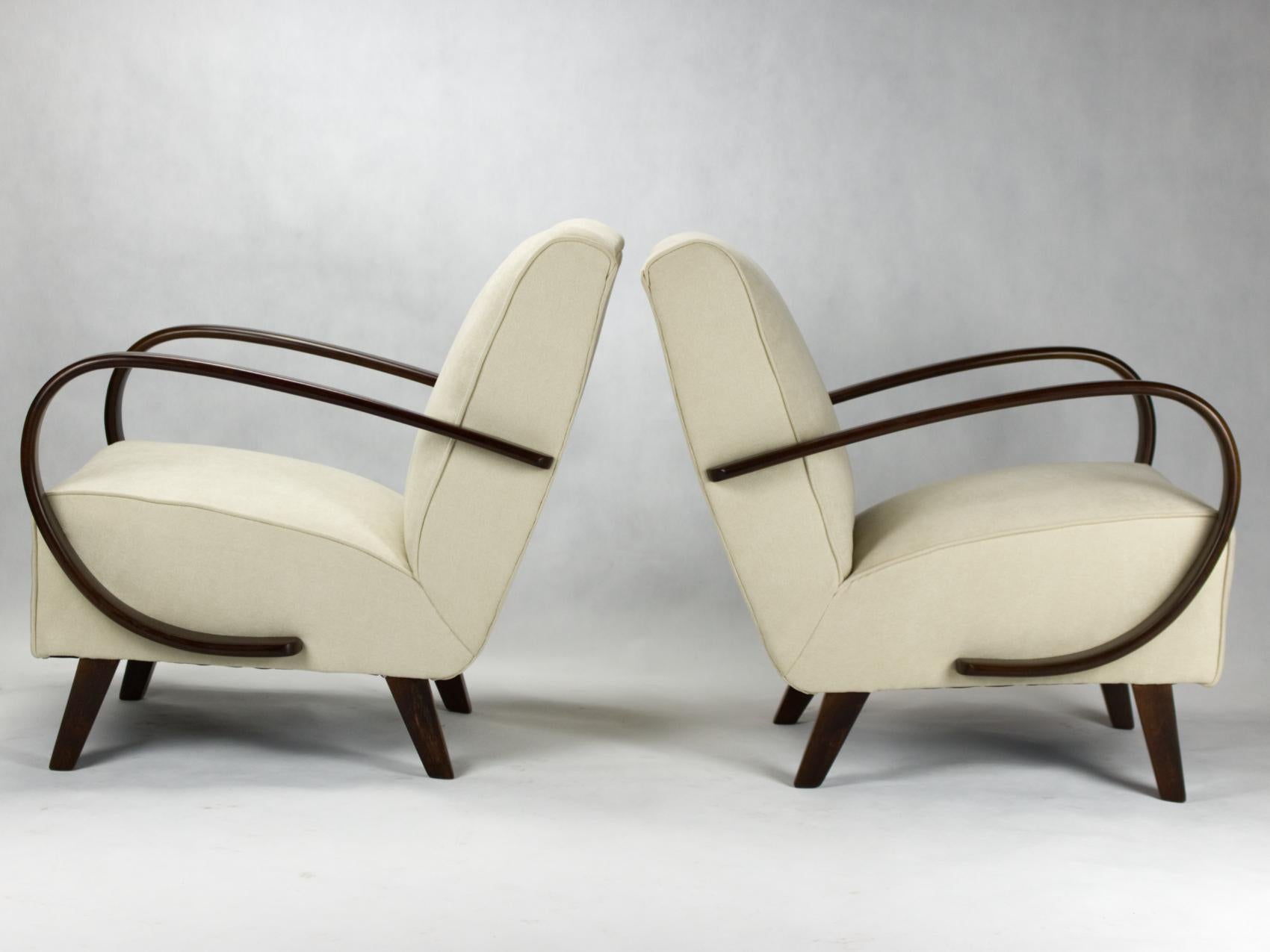 Czech Lounge Chairs by Jindrich Halabala for UP Zavody Brno, 1930s