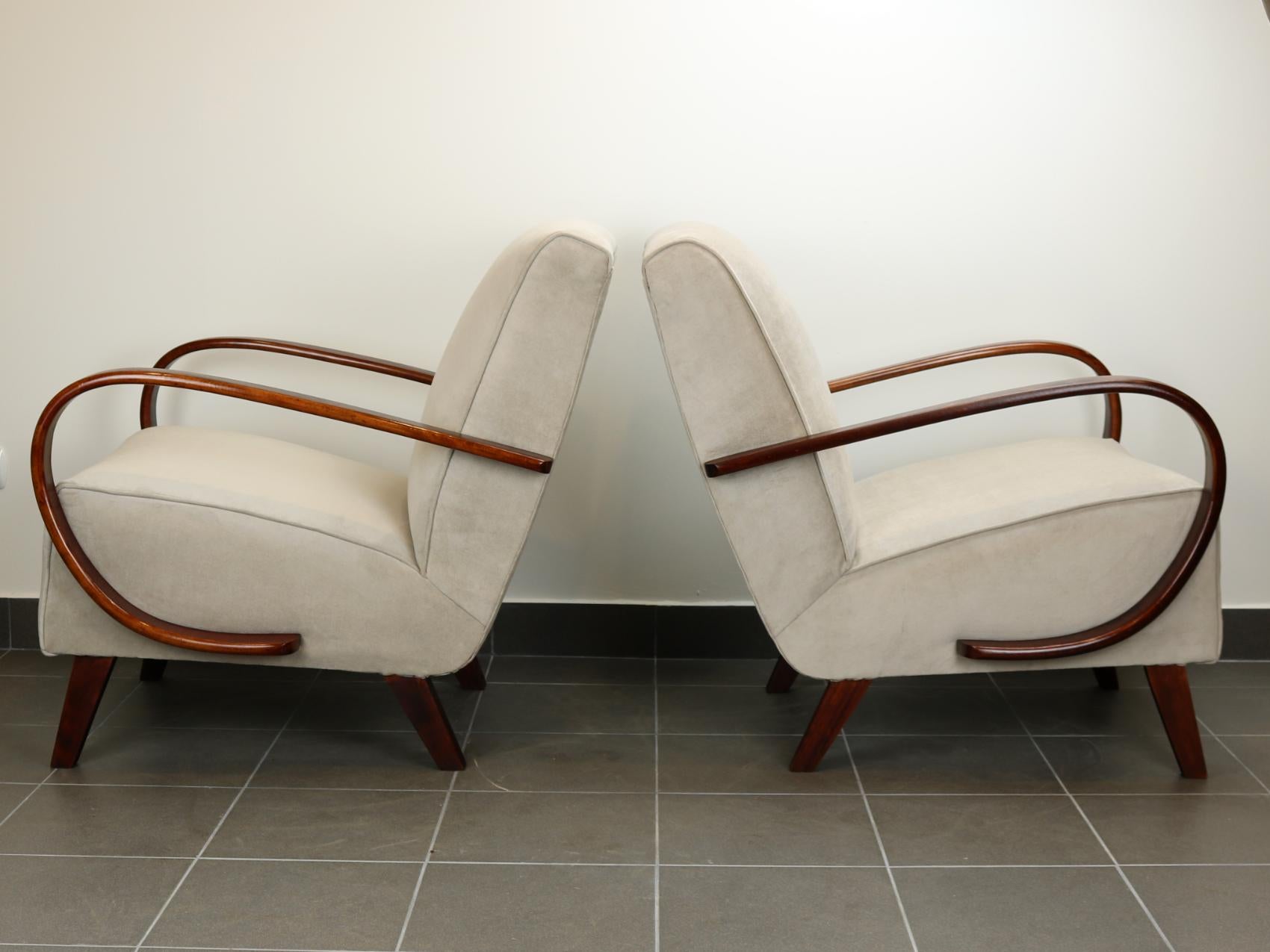 Upholstery Lounge Chairs by Jindrich Halabala for UP Zavody Brno, 1930s