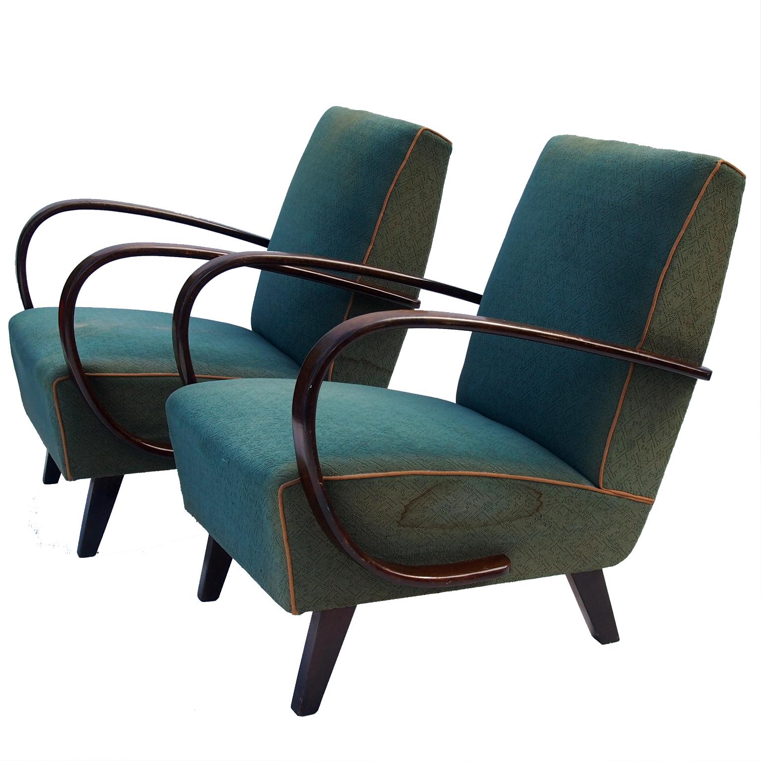 Lounge Chairs by Jindrich Halabala for UP Zavody Brno, 1930s