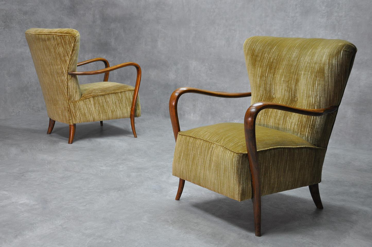Fabric Lounge Chairs by Ladislao Kovacs, 1950s, Set of 2