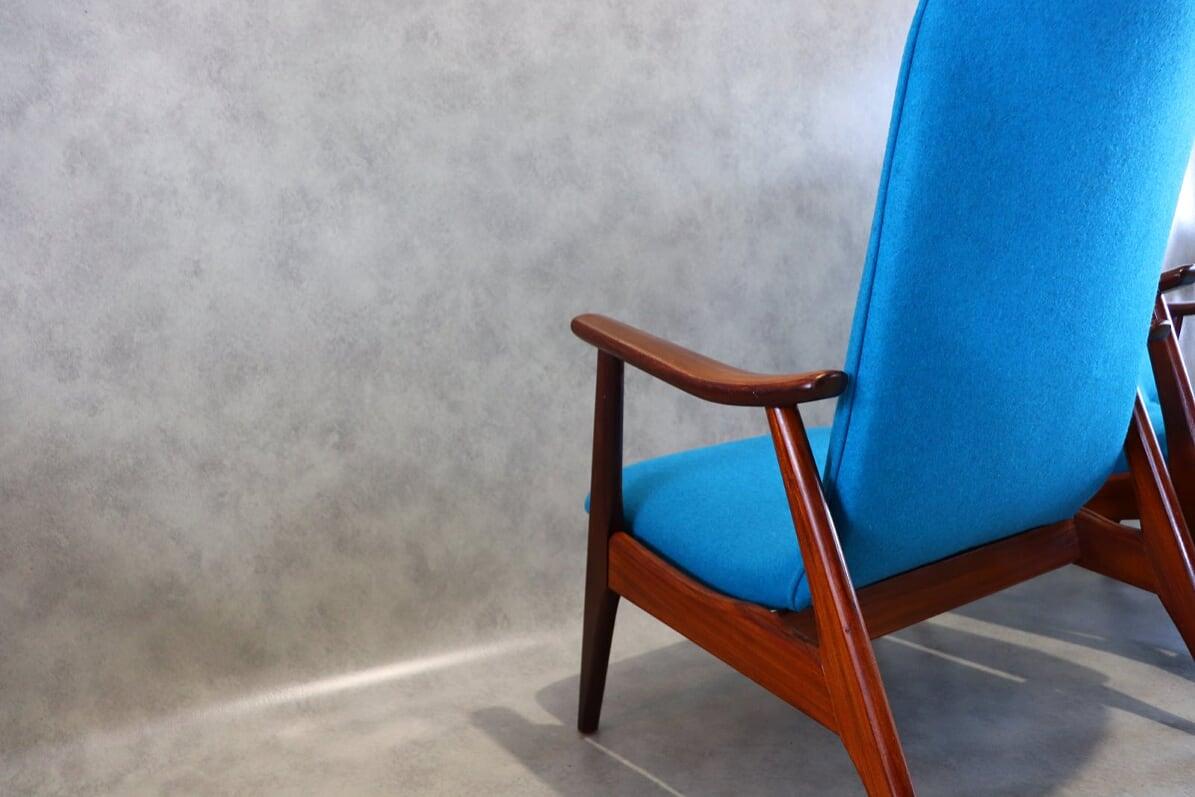 20th Century Blue Teak Lounge Chairs by Louis Van Teeffelen for Wébé, 1950s 2