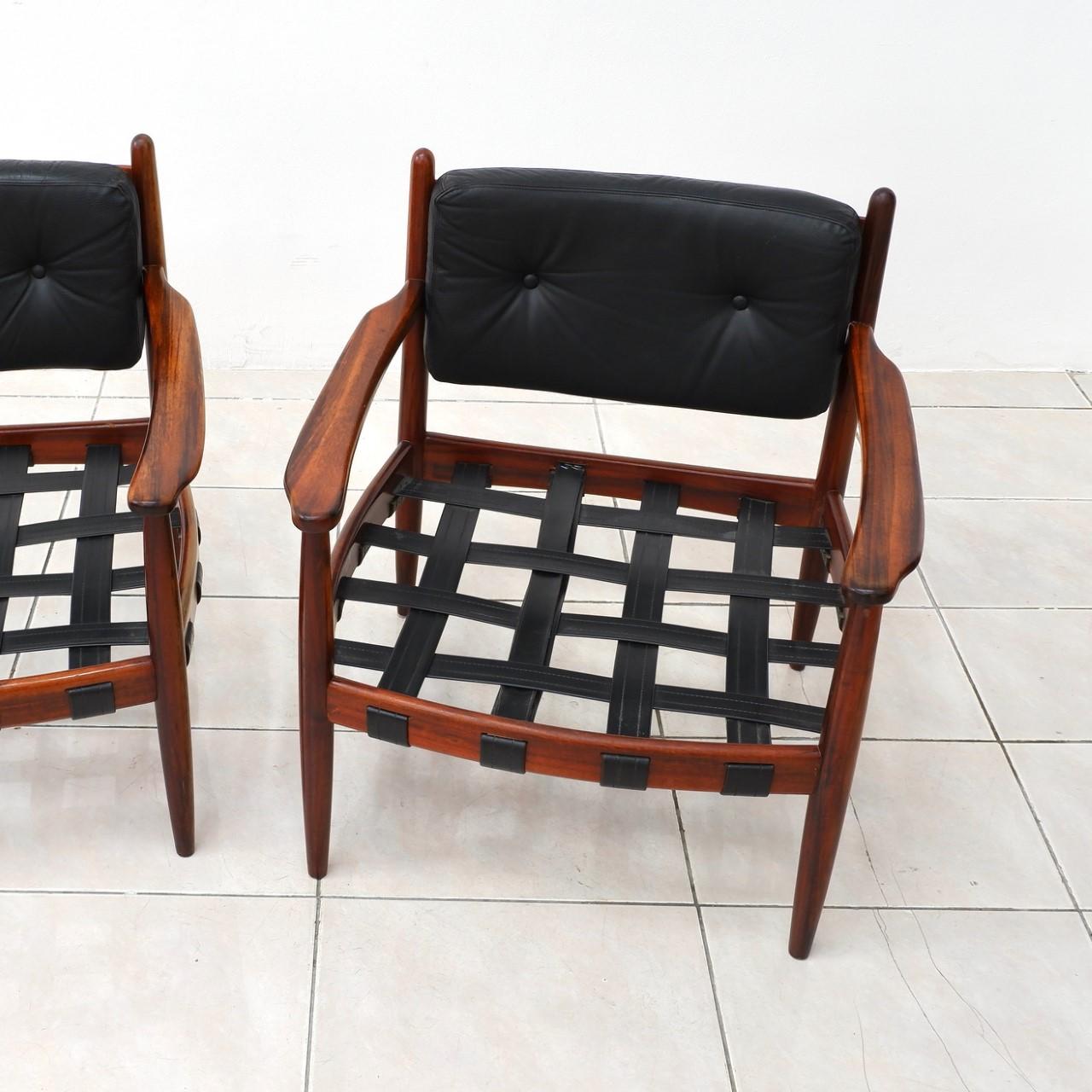Lounge Chairs Cadett Rosewood and Leather Eric Merthen In Good Condition In PARIS, FR