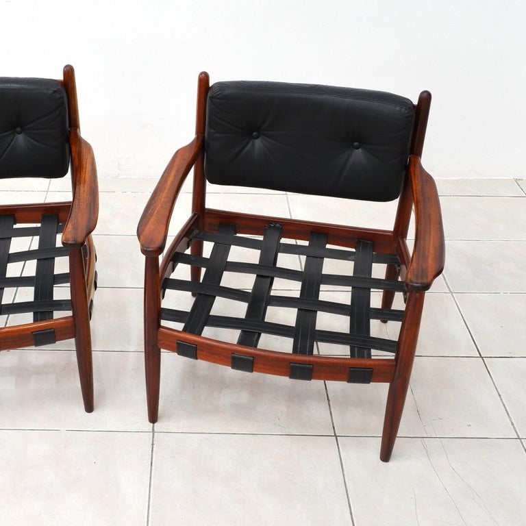 Lounge Chairs Cadett Rosewood and Leather Eric Merthen In Good Condition For Sale In PARIS, FR