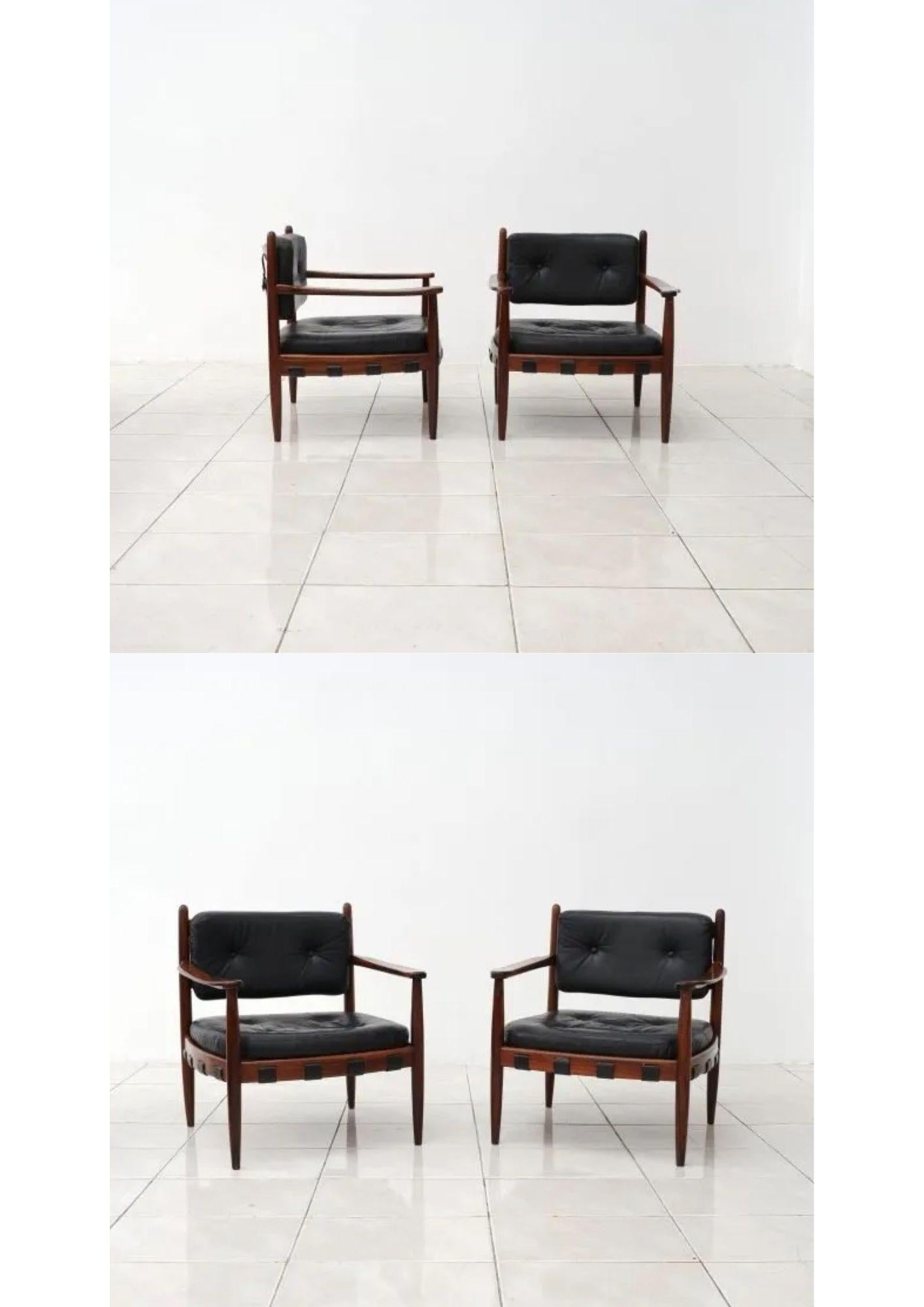 Lounge Chairs Cadett Rosewood and Leather Eric Merthen 1