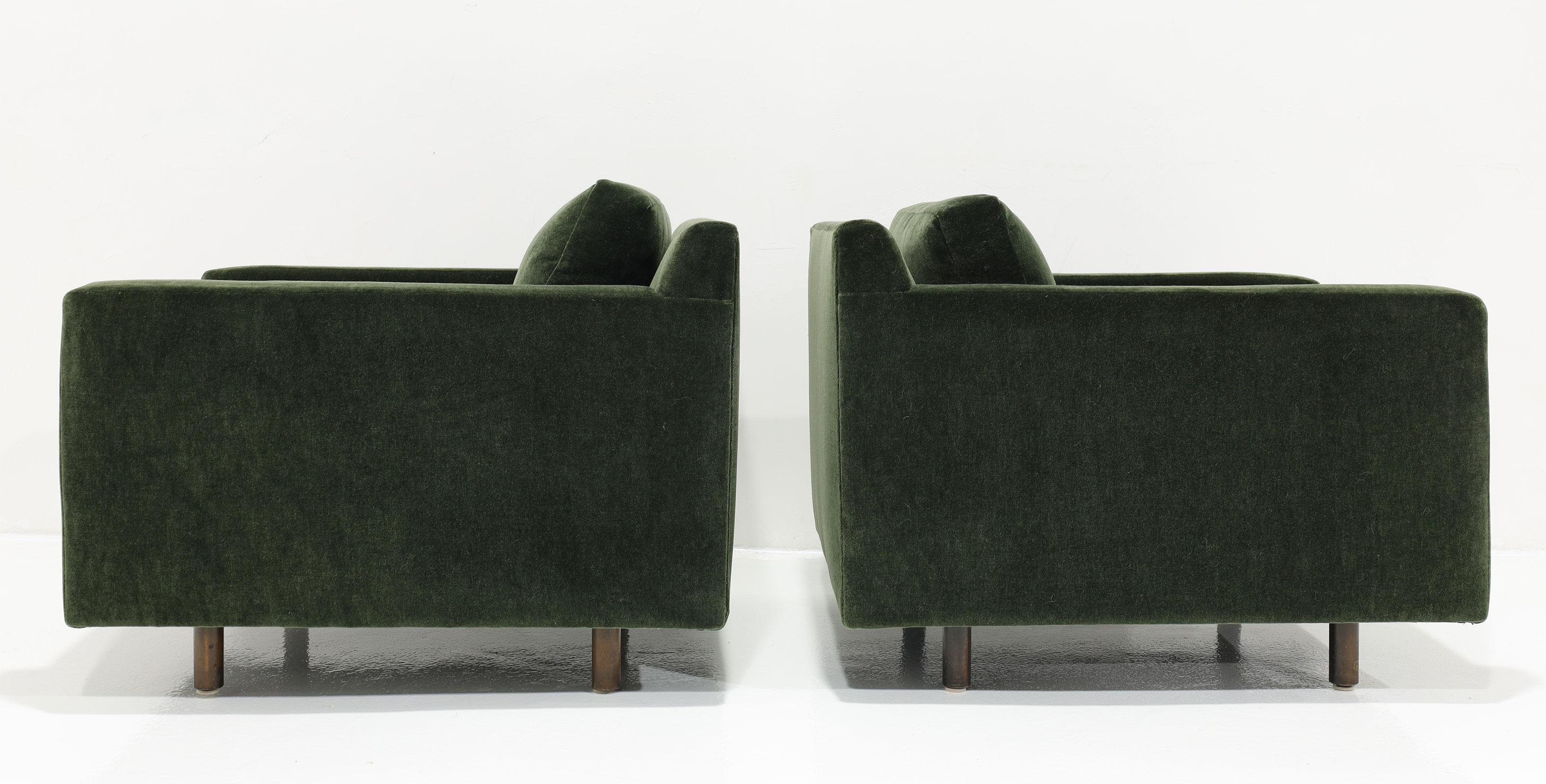 Mid-Century Modern Fauteuils de salon Harvey Probber en mohair vert forêt en vente