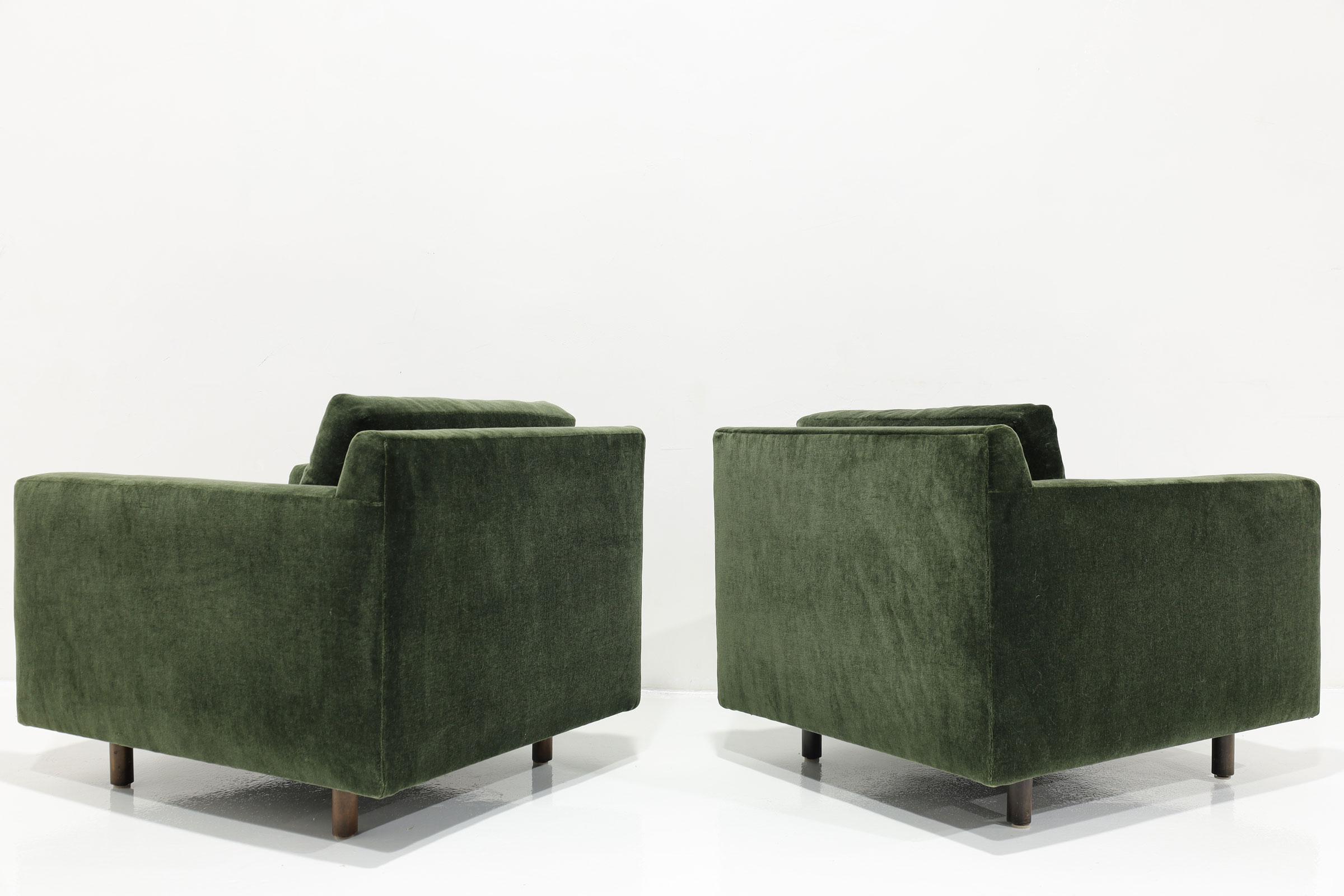 Américain Fauteuils de salon Harvey Probber en mohair vert forêt en vente
