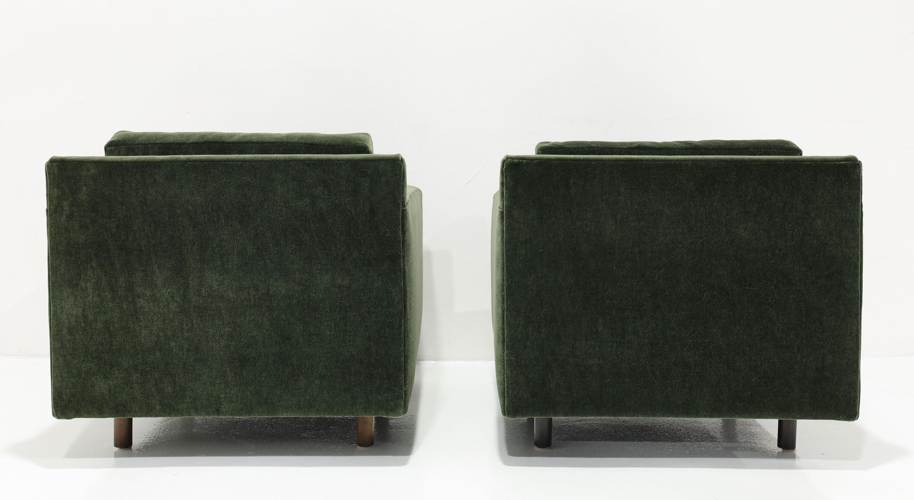 Fauteuils de salon Harvey Probber en mohair vert forêt Bon état - En vente à Dallas, TX