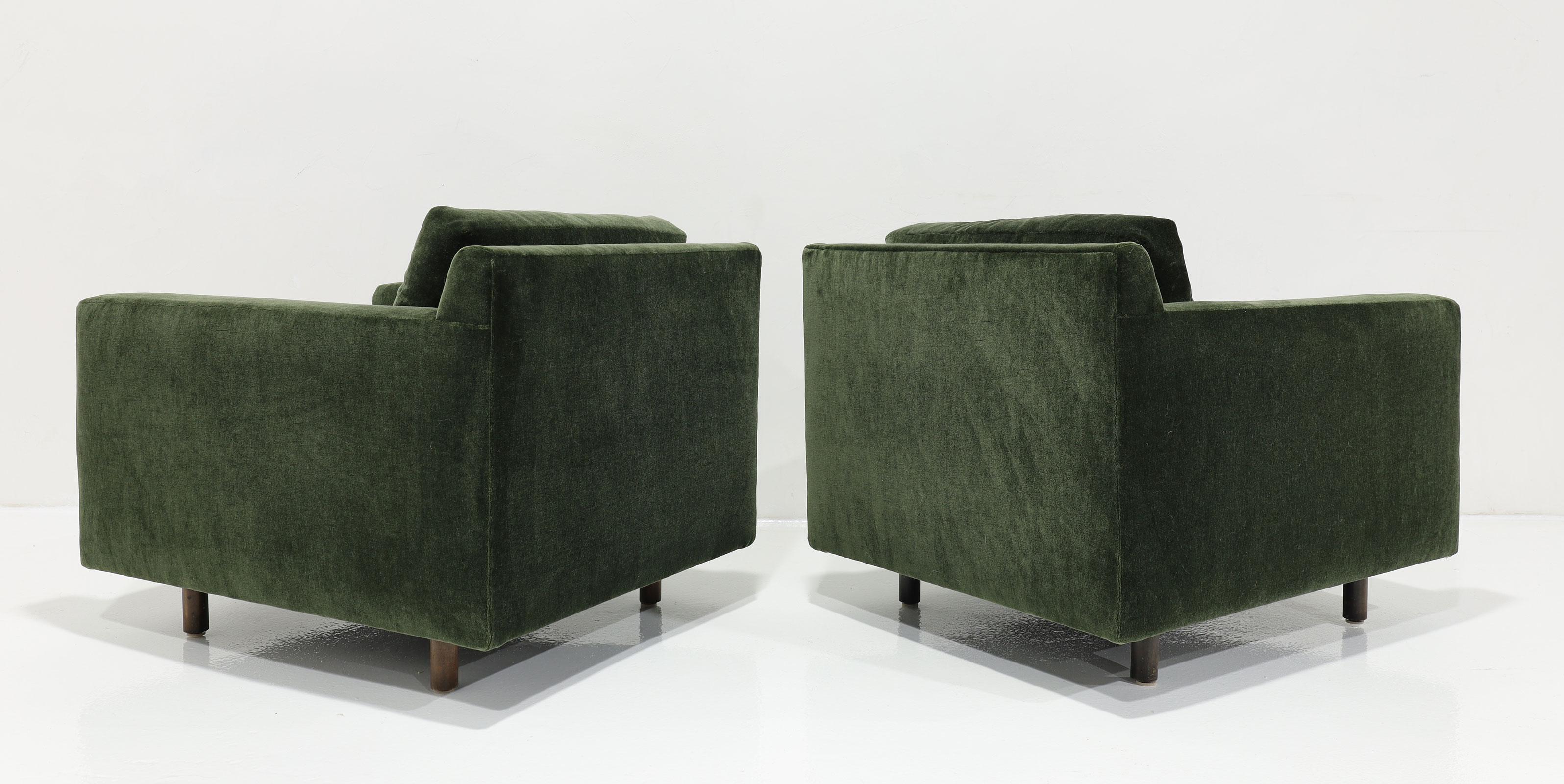 Mohair Fauteuils de salon Harvey Probber en mohair vert forêt en vente