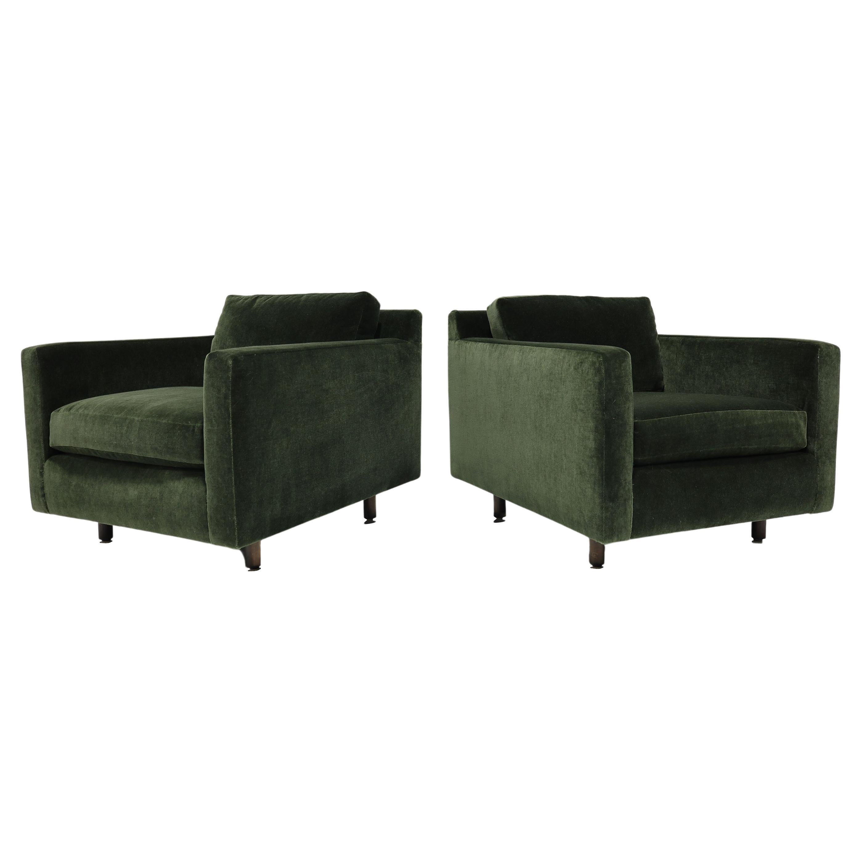 Sedie da salotto in stile Harvey Probber in Mohair Greene 
Greene in vendita