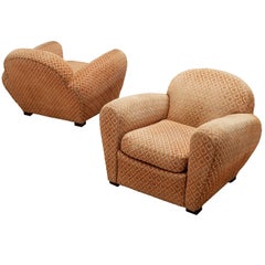 Lounge Chairs in Patterned Fabric and Organic Shape