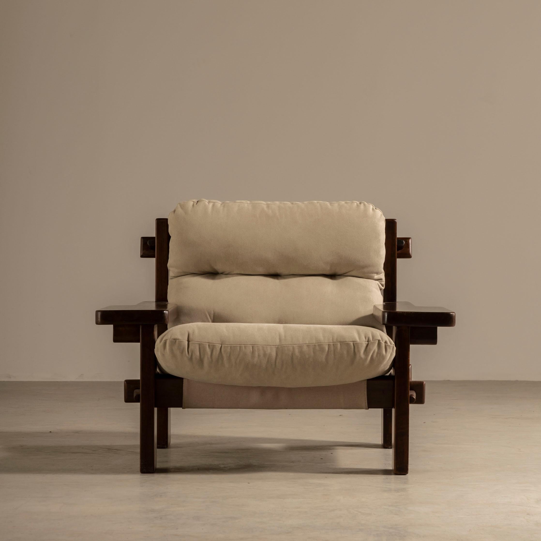 Lounge Chairs in Solid Hardwood, by Jean Gillon, Brazilian Mid-century Design For Sale 5