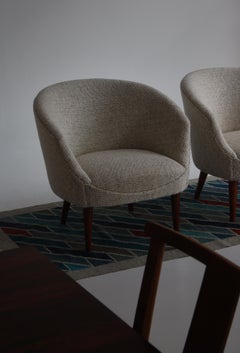 White Wool Lounge Chairs by "Illums Bolighus", Copenhagen, Denmark, 1950s