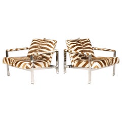 Fauteuils de salon en cuir zébré