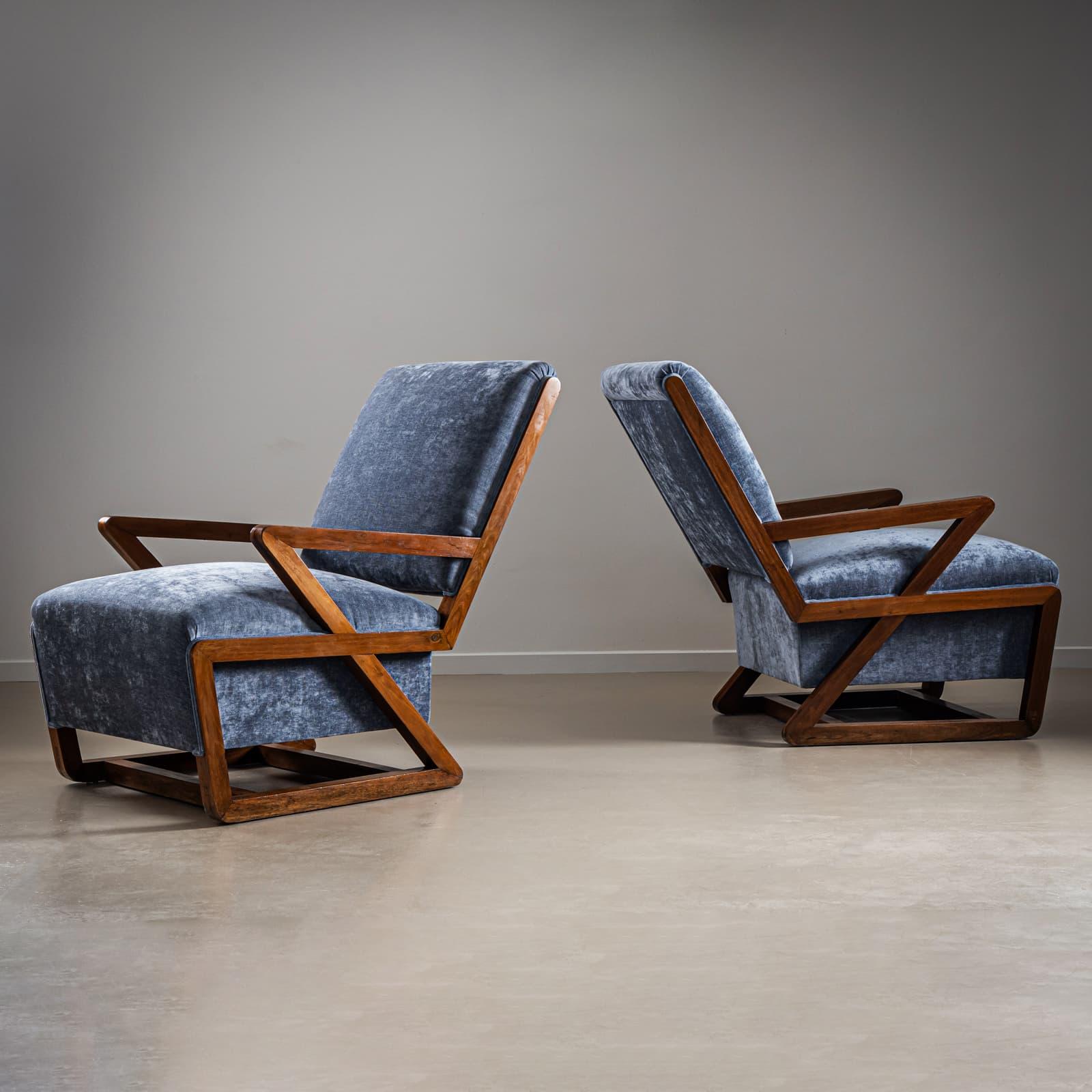 Lounge Chairs, Italian Manufactory, 1940s For Sale 7