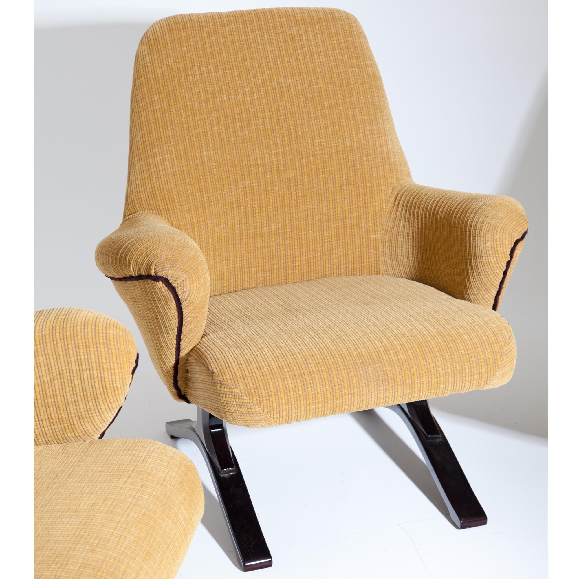 Fabric Lounge Chairs, Italy, Mid-20th Century
