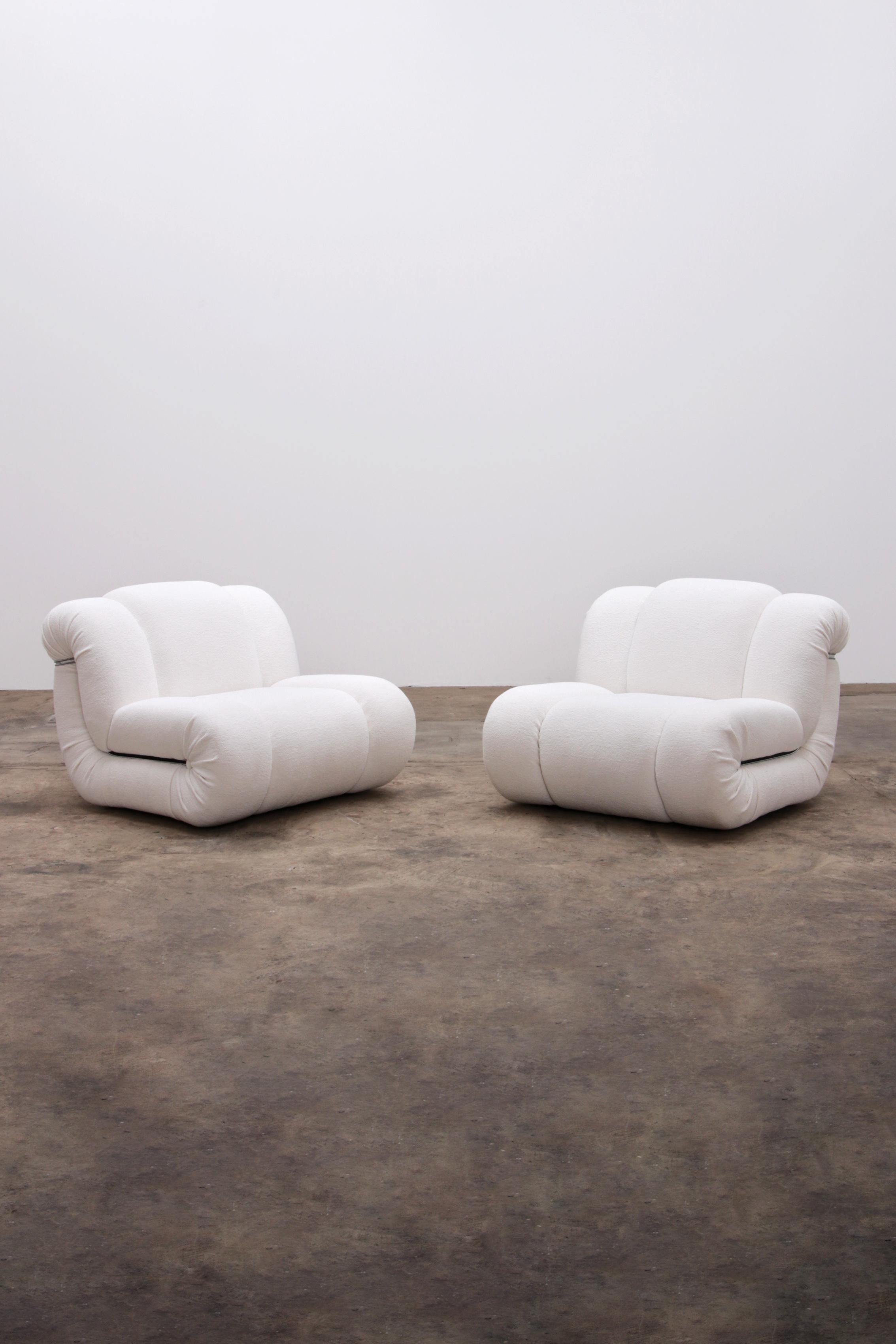 Discover the ultimate in seating comfort with our Ivory Bouclé Modular Lounge Chairs 